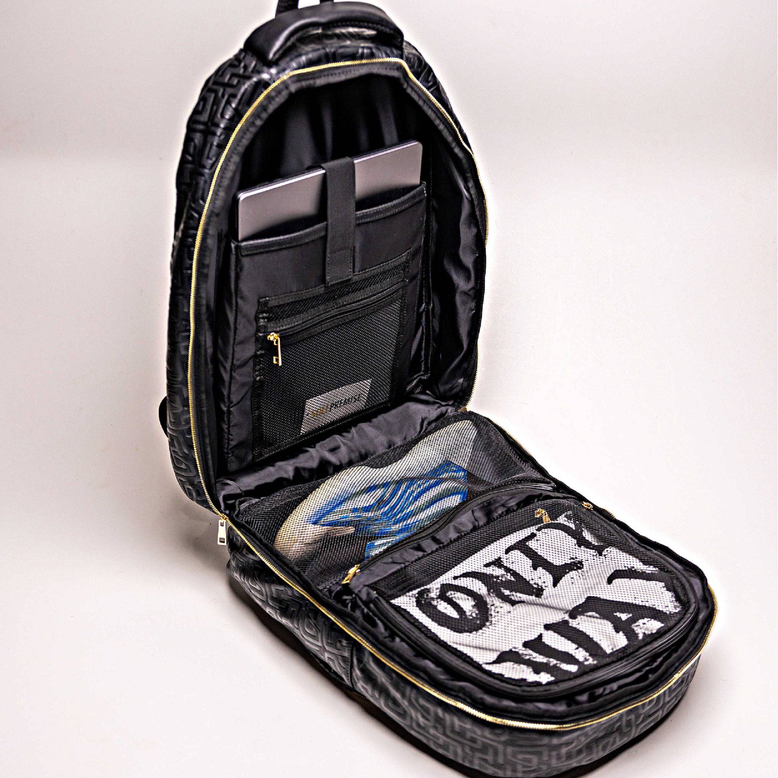 Black Monogram Leather Commuter Bag