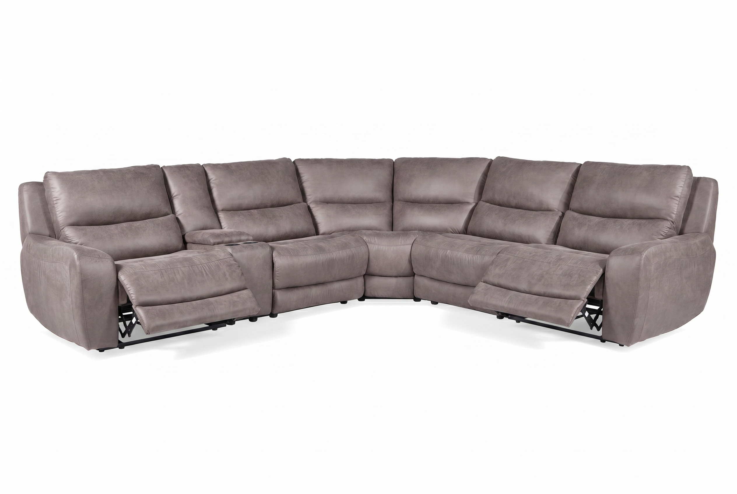 Branson Zero Slate 6-Piece Dual Power Reclining Modular Sectional with Storage Console