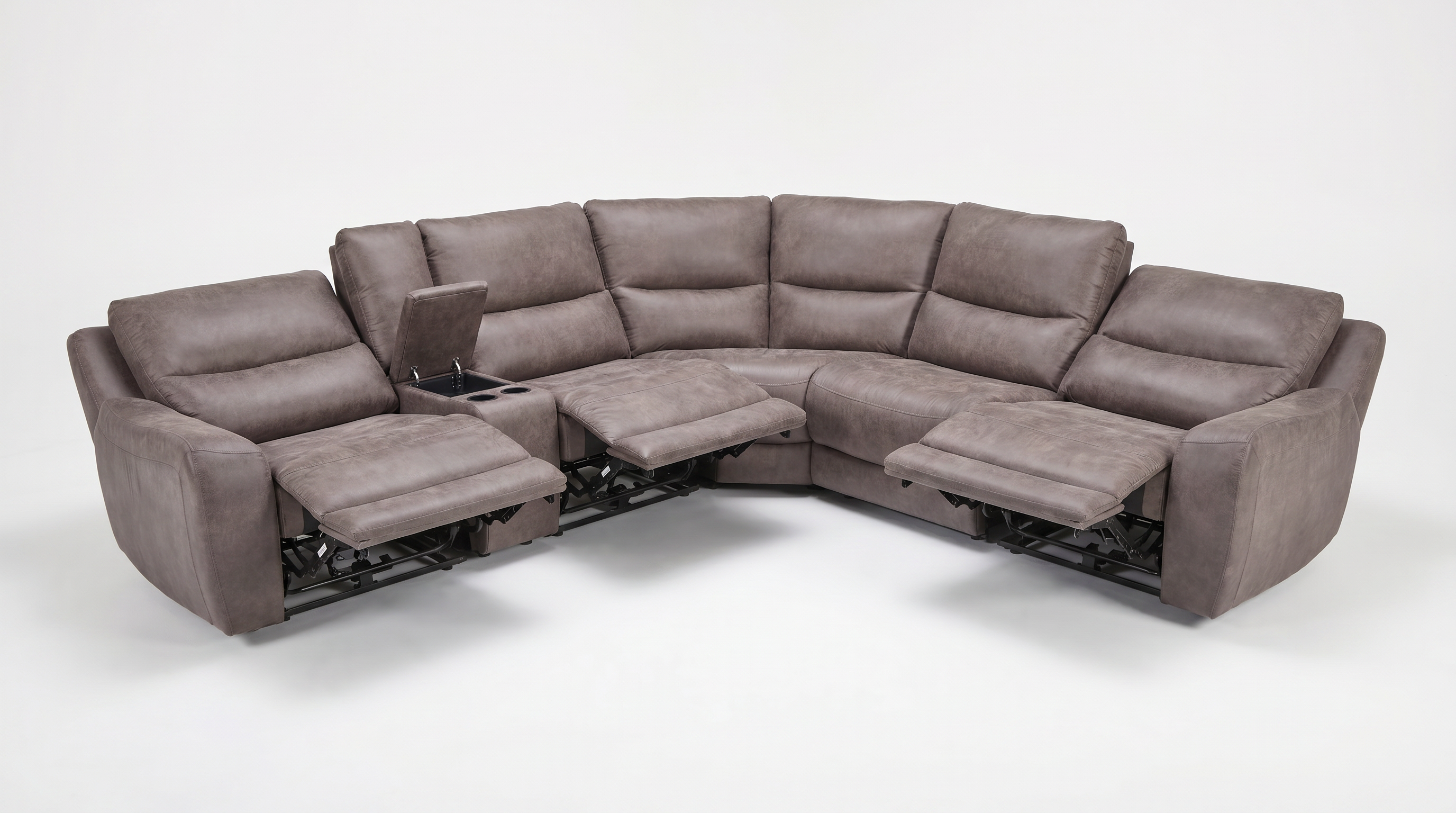 Branson Zero Slate 6-Piece Dual Power Reclining Modular Sectional with Storage Console