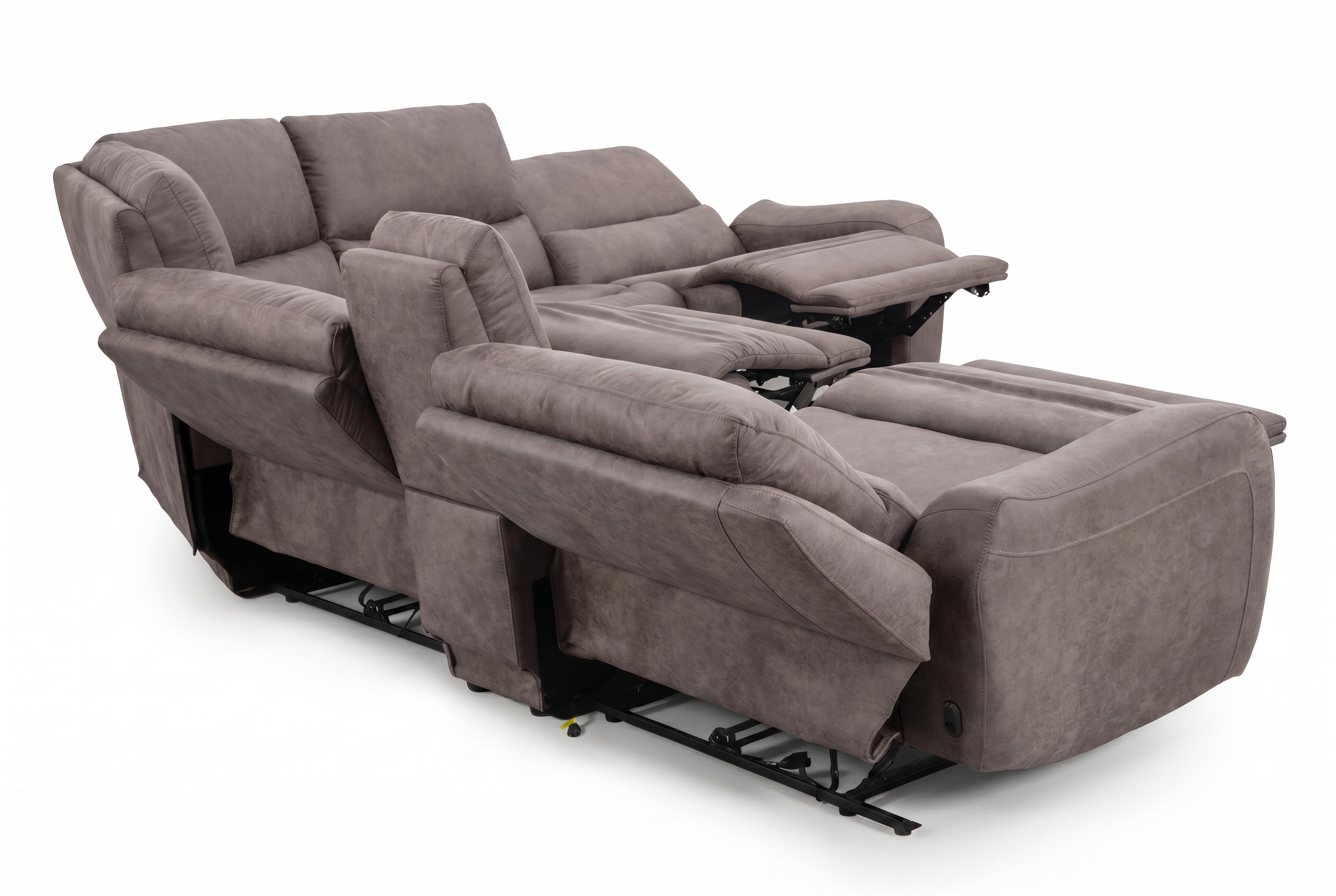 Branson Zero Slate 6-Piece Dual Power Reclining Modular Sectional with Storage Console