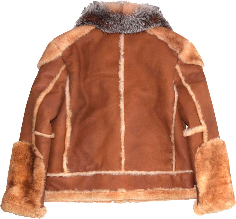 Brown Pilot Men's Leather Jacket with Fur
