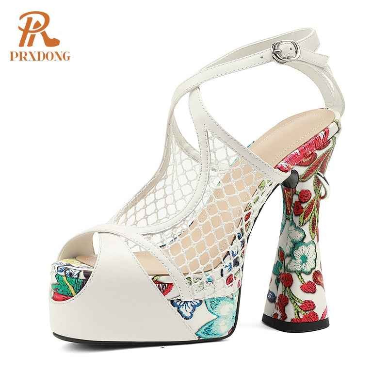 Women's Shoes New Sexy Genuine Leather High Heels Platform Shoes Peep Toe Black White Dress Party Wedding Lady Shoes Pumps 34-39
