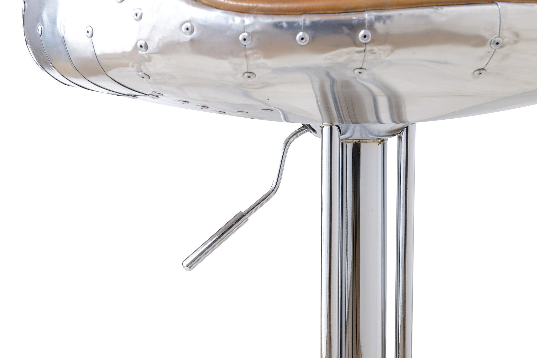Aviator Adjustable Height Bar Stool - Light Brown Leather