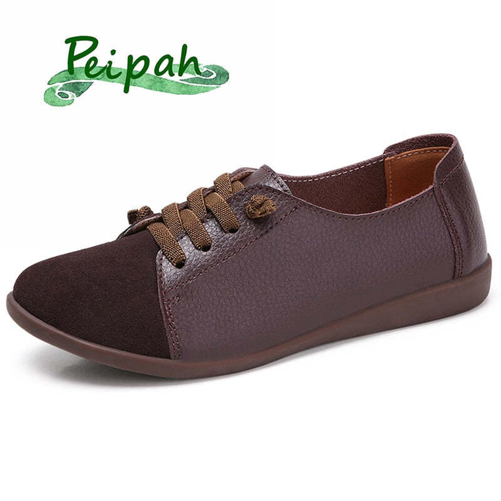 PEIPAH Genuine Leather Shoes Woman Spring Ladies Shoes Slip On Ballet Flats Sneakers Women Oxford Shoes Plus Size Moccains