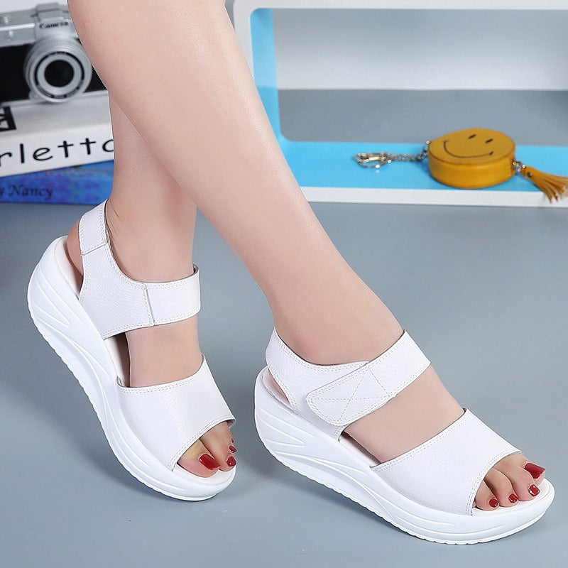 Summer women's sandals genuine leather thick sole platform sandals women's fashion student casual shoes