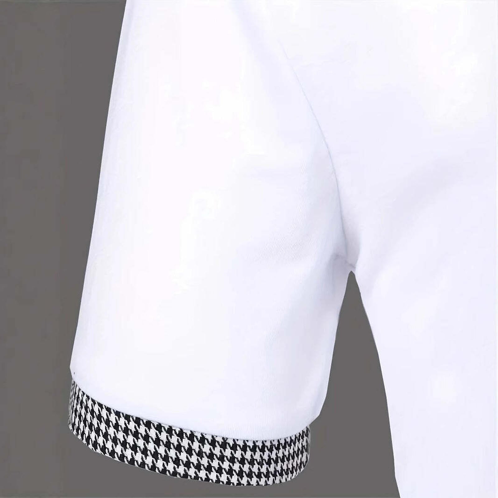 Polo shirt with houndstooth short sleeved collar and T-shirt top