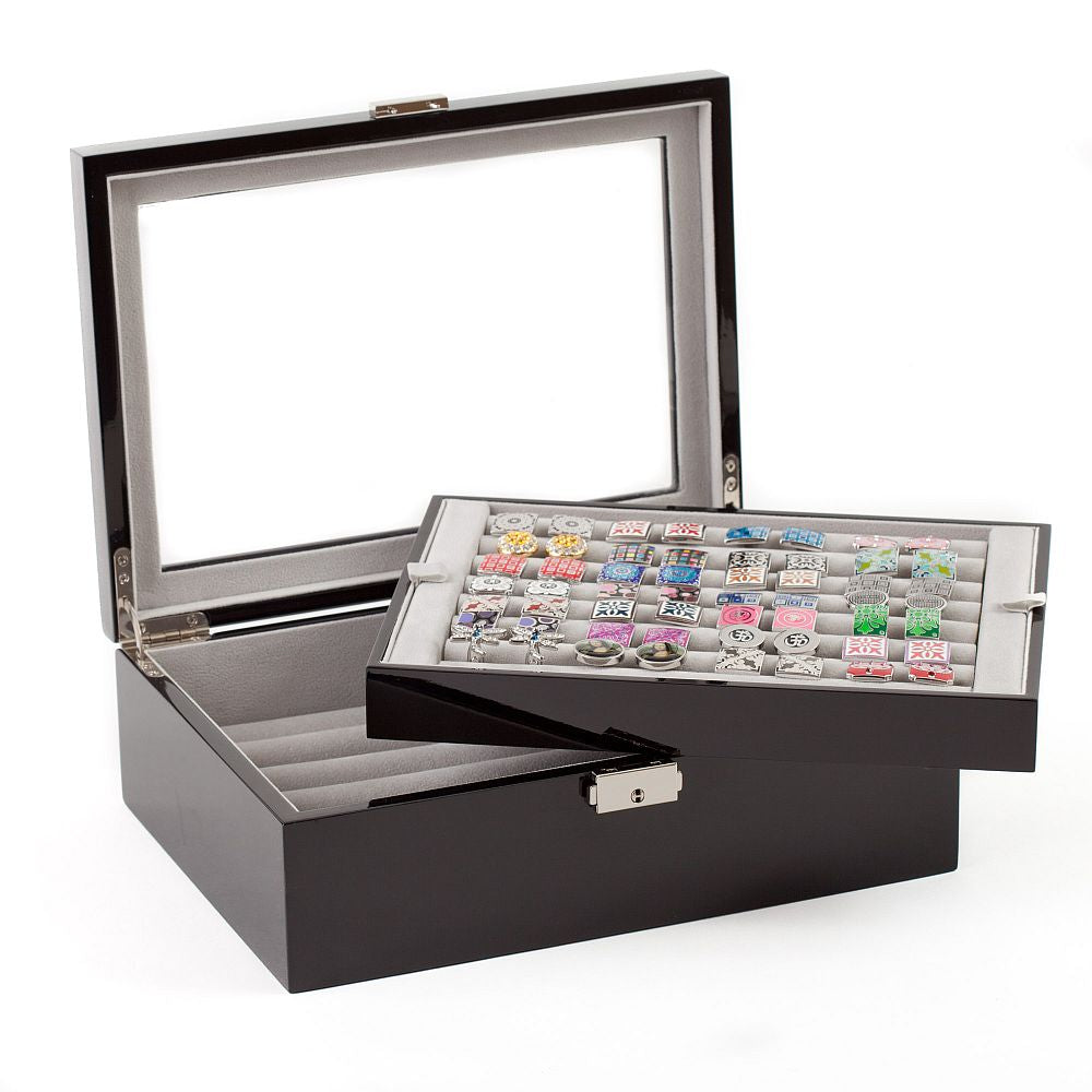 Cufflinks Storage Case Black Double Layer (72 pair capacity)