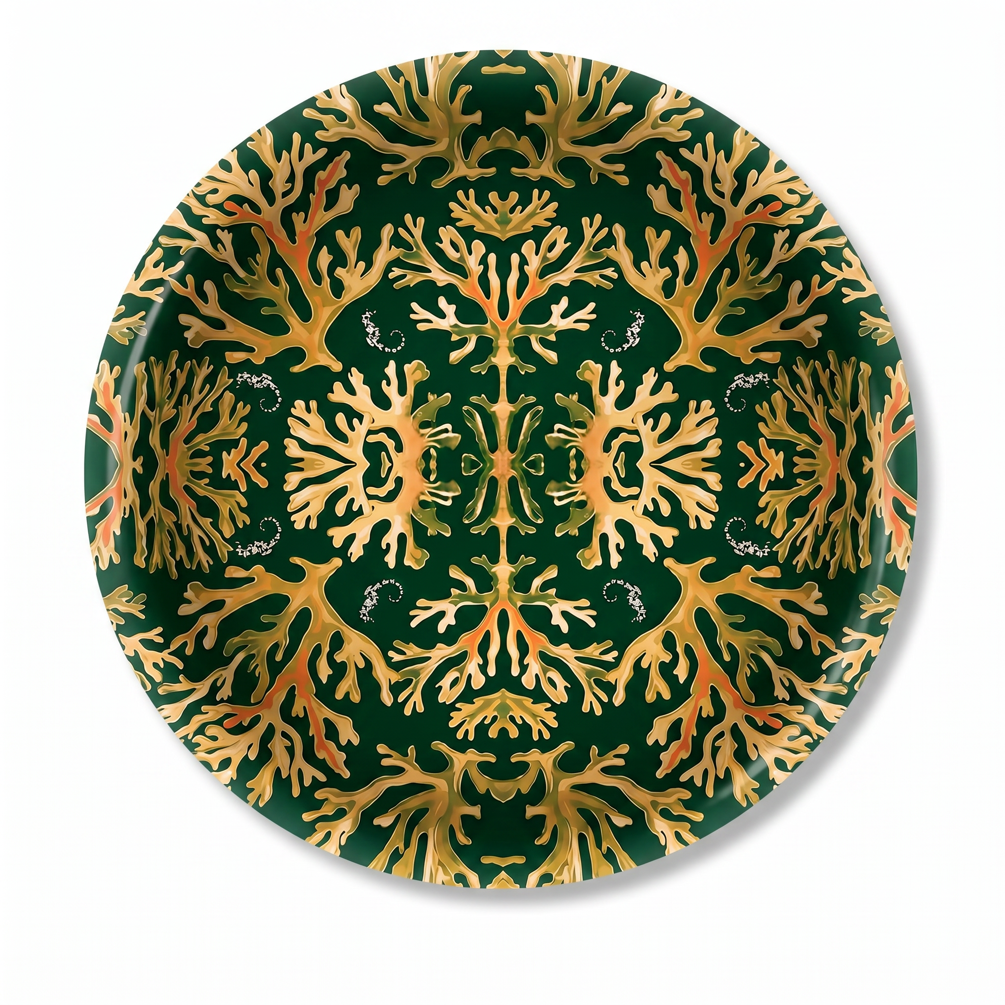 Coral Seahorses Birchwood Decorative Tray - Round - Large