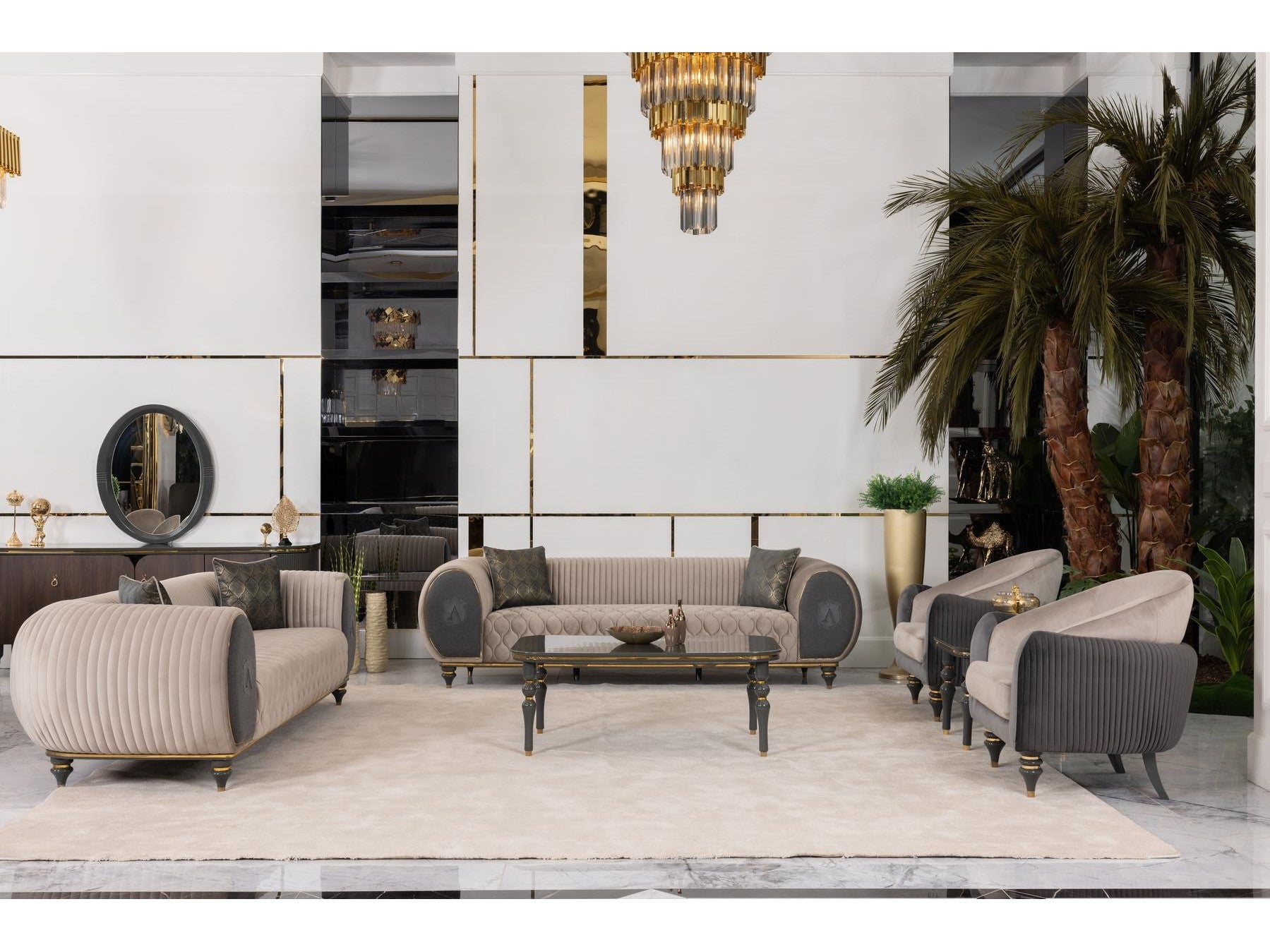 Capella Beige/Gray Living Room Set