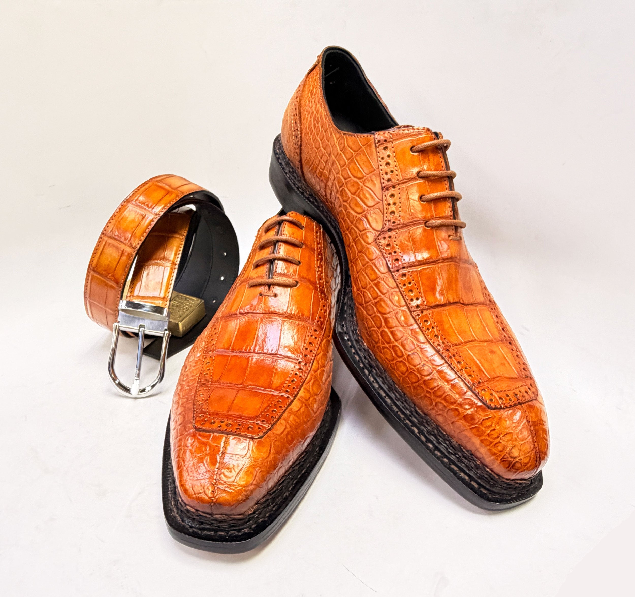 Maurice Chancellor Alligator Oxford - Tangerine