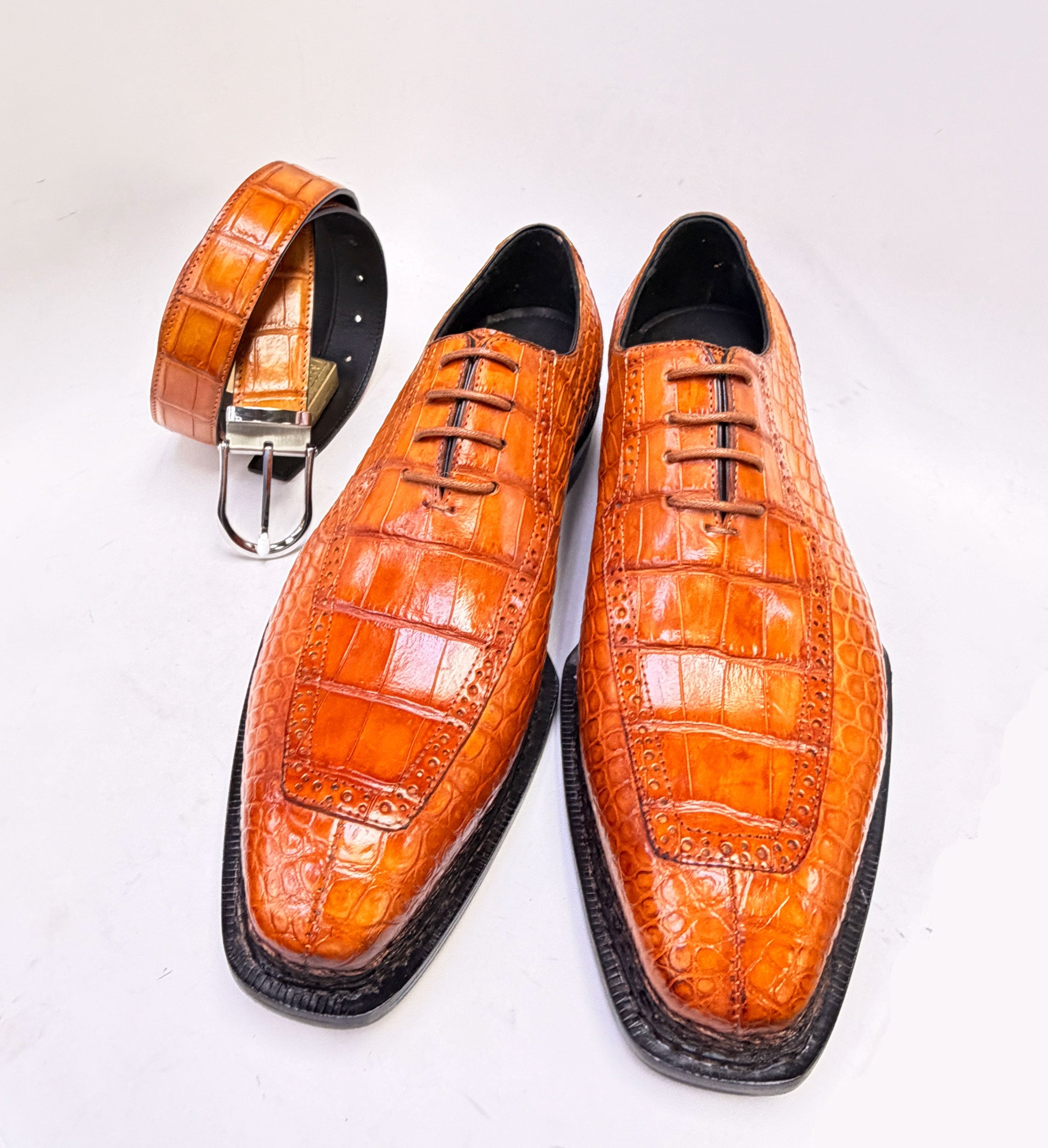 Maurice Chancellor Alligator Oxford - Tangerine