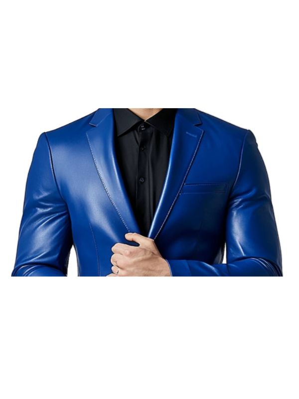 Charlie Blue Leather Blazer – Stylish Leather Blazer for Men