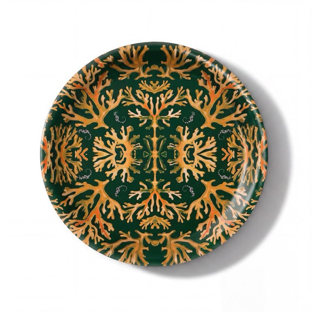 Coral Seahorses Decorative Birchwood Tray - Mini Round - Set of 2