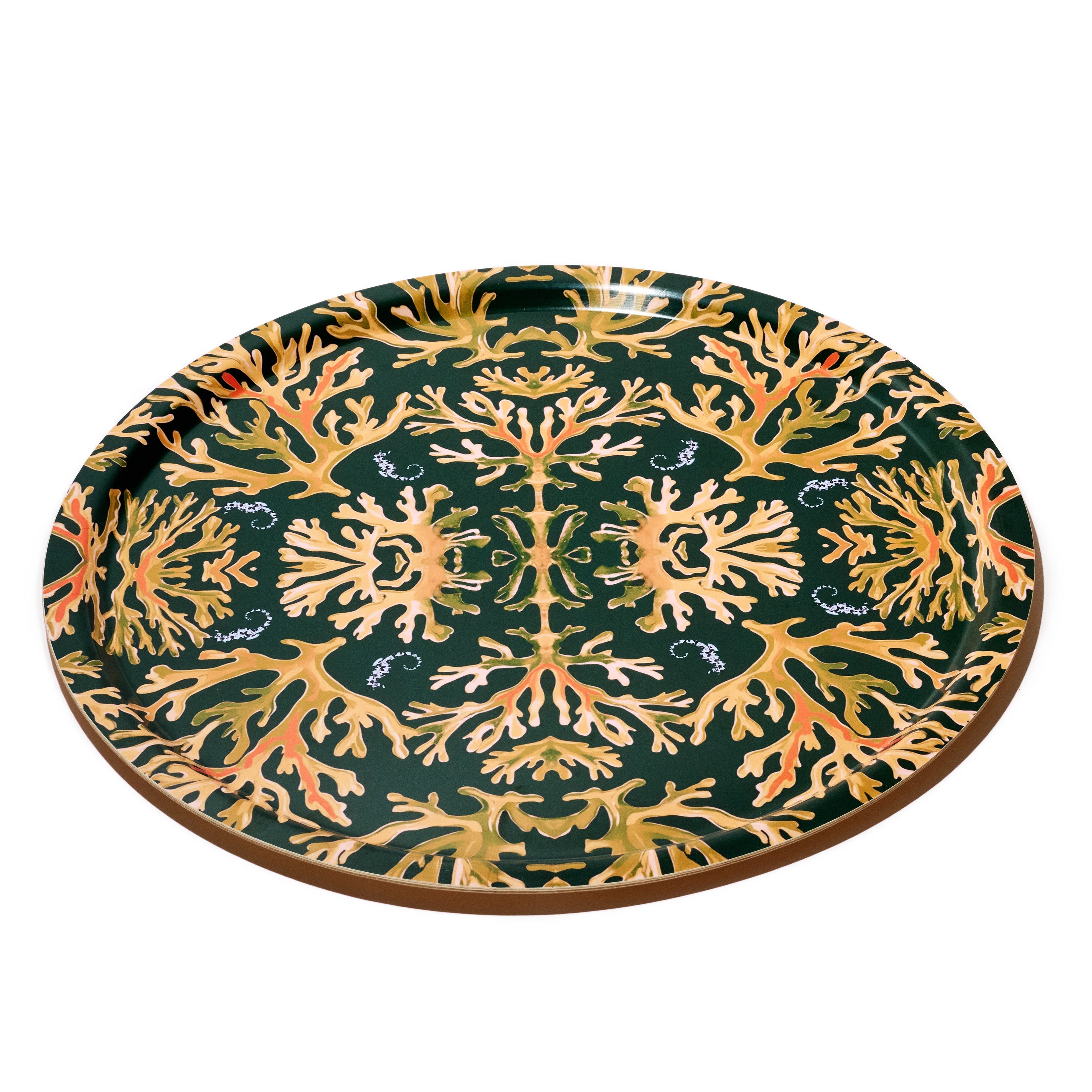Coral Seahorses Birchwood Decorative Tray - Round - Large