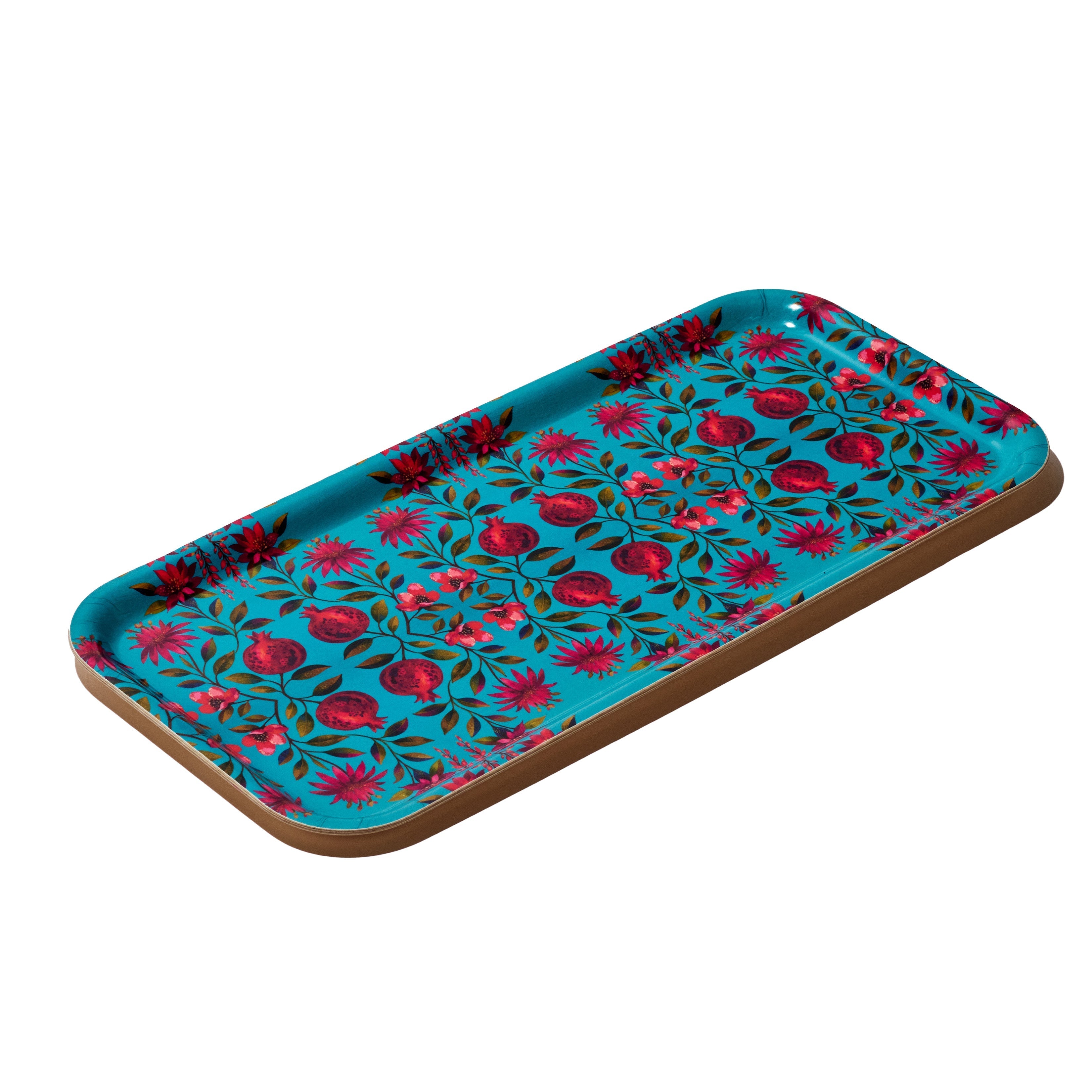 Crimson Garden Narrow Birchwood Small Decorative Tray
