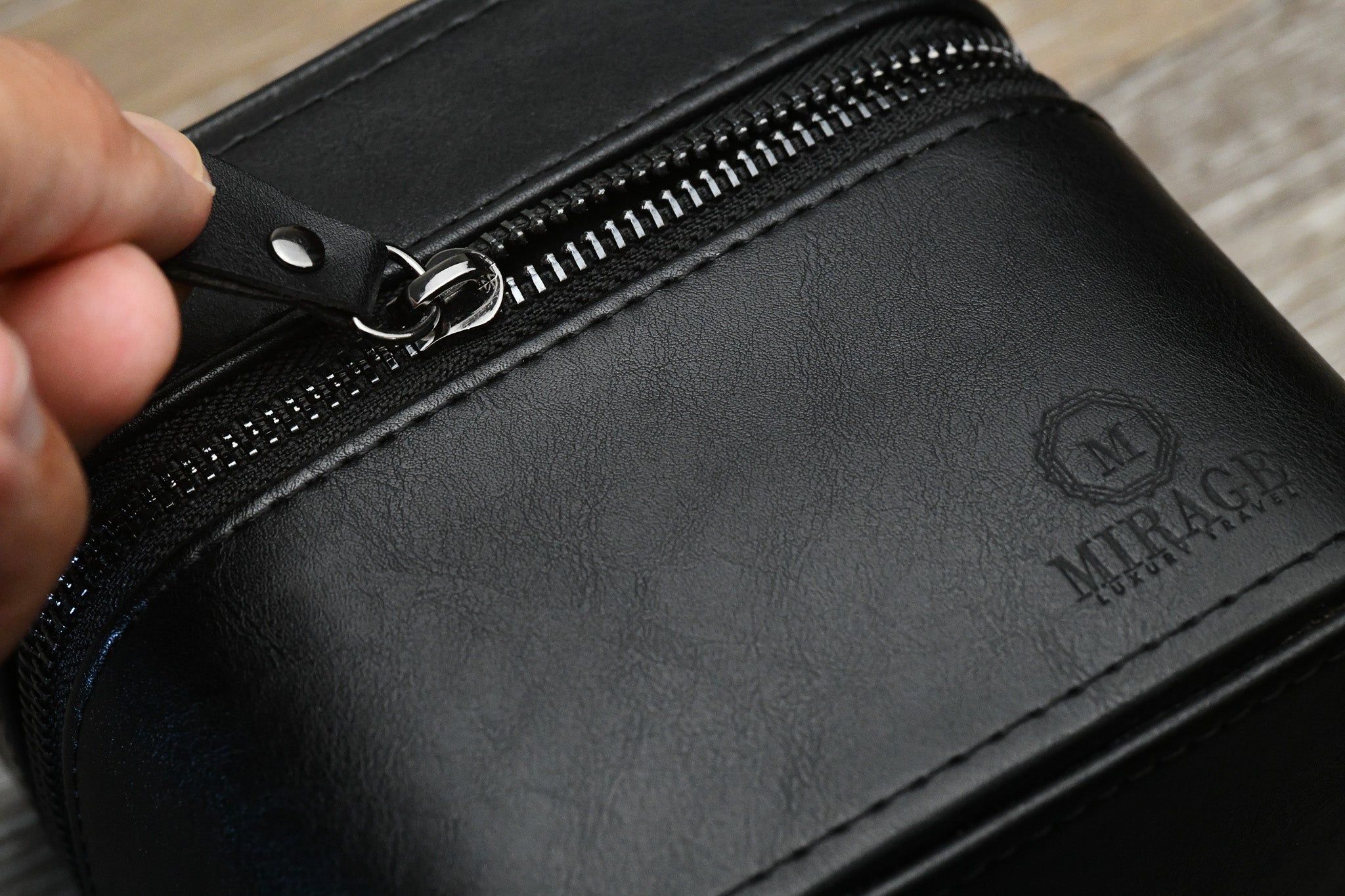 Watch and Jewelry Travel Case - Genuine Leather - Obsedian Black