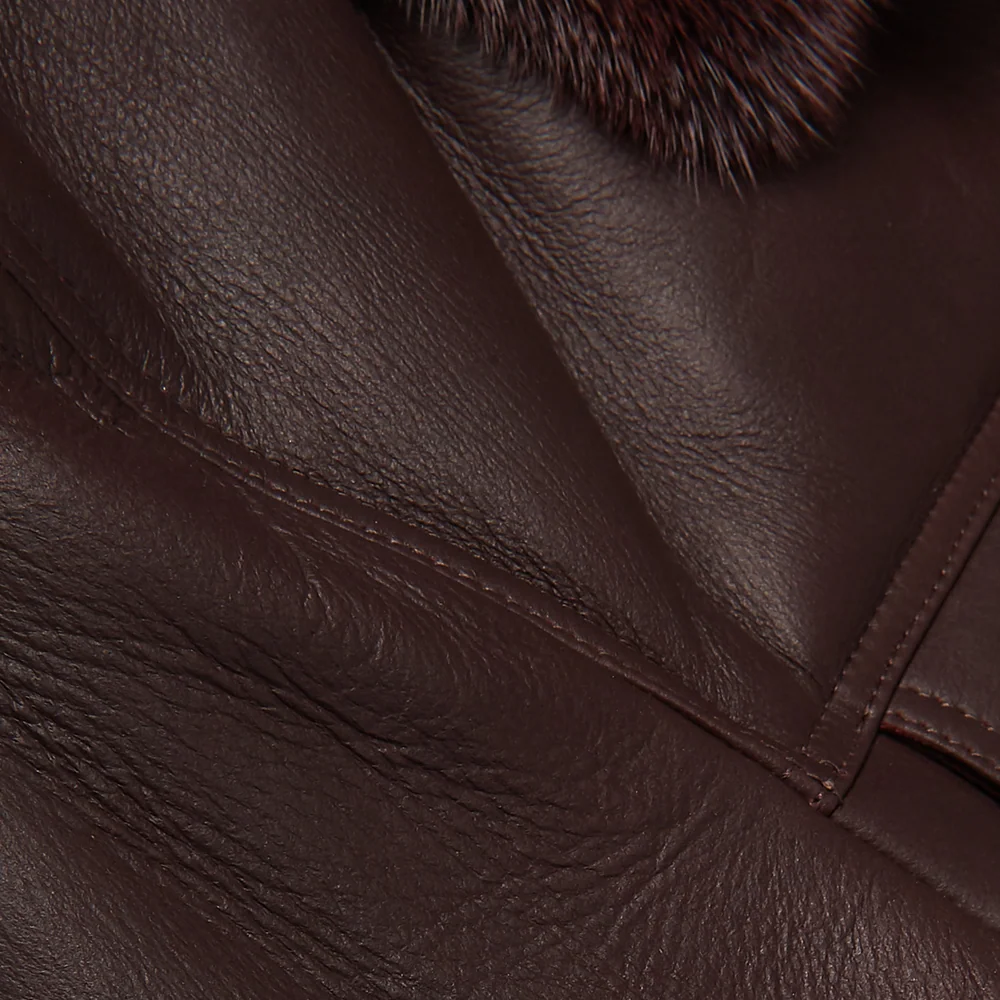 Men's Brown Shearling Real Sheepskin Leather Bomber Flying Trucker Leather Jacket