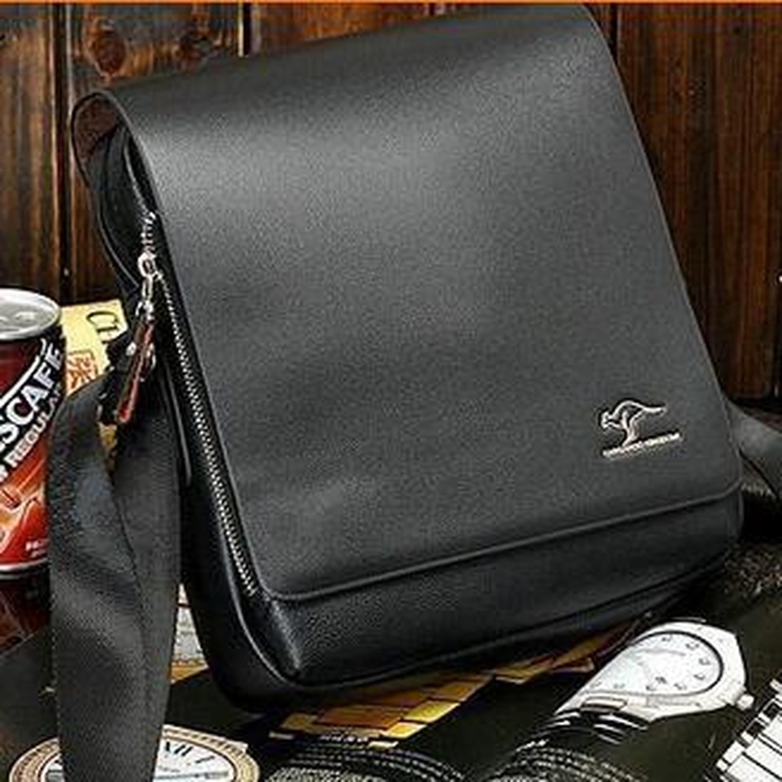 Premium Kangaroo Leather Messenger Bag - Men's Casual Shoulder Briefcase