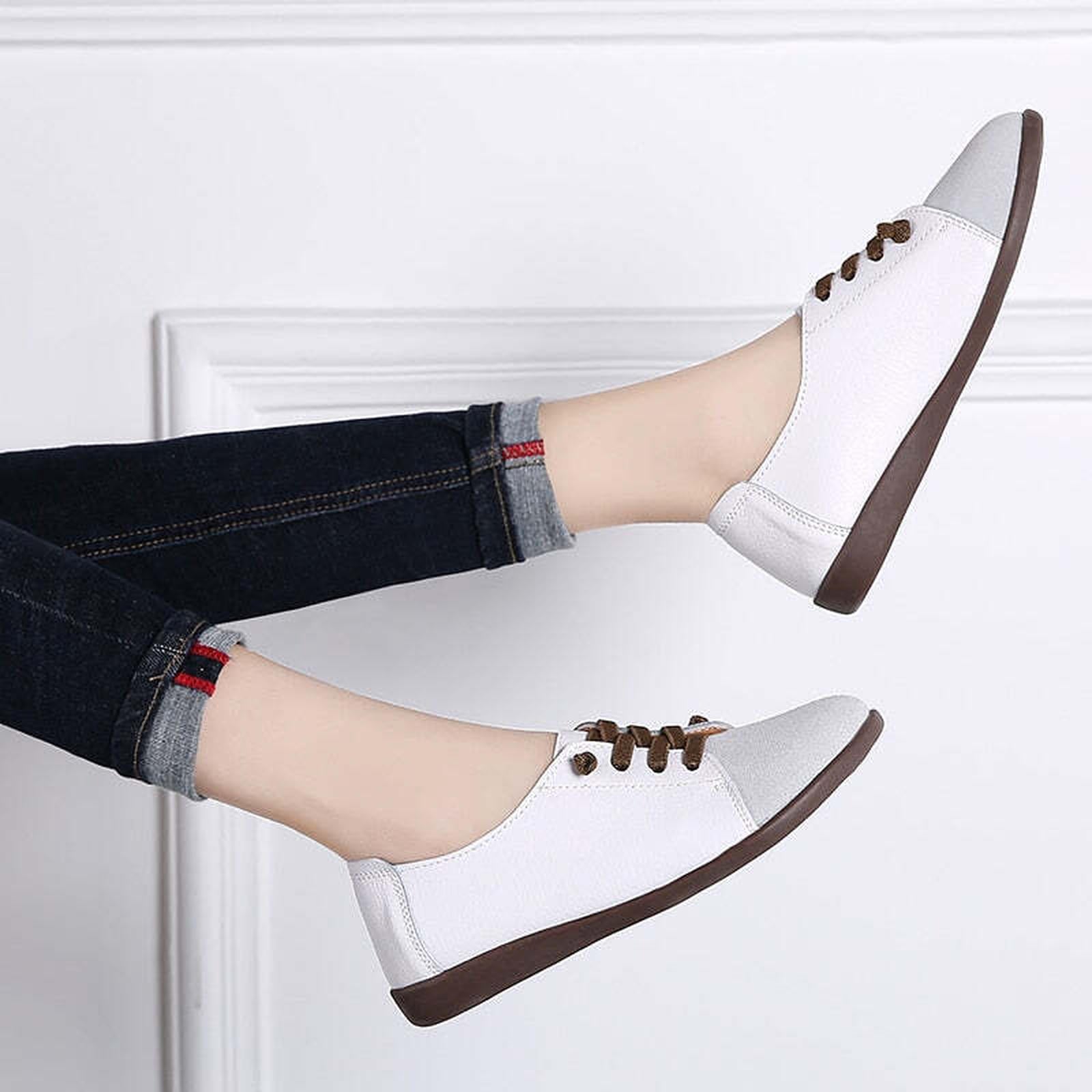 PEIPAH Genuine Leather Shoes Woman Spring Ladies Shoes Slip On Ballet Flats Sneakers Women Oxford Shoes Plus Size Moccains