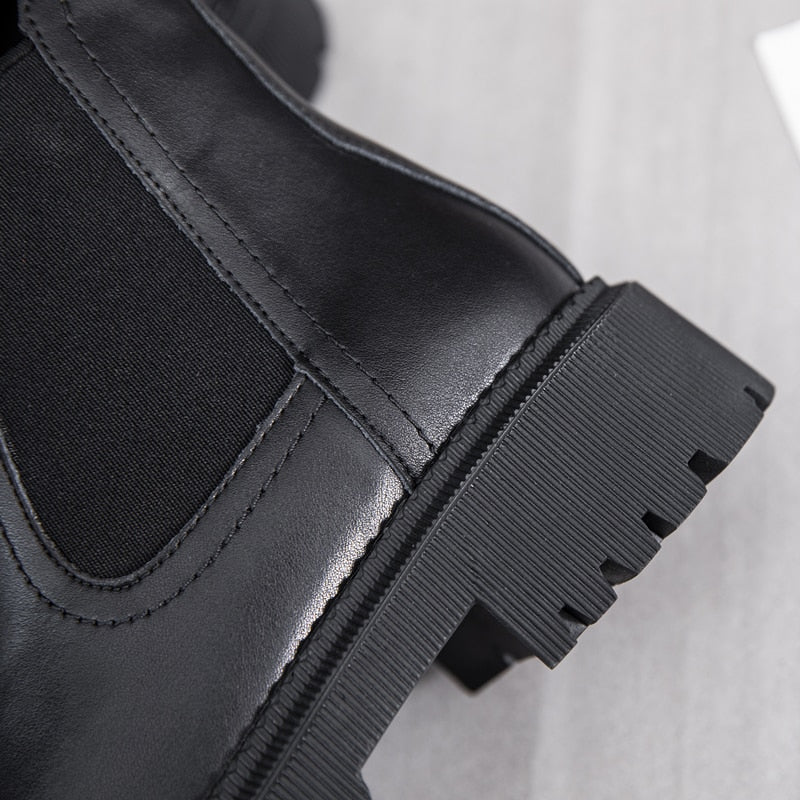 AIYUQI Women's Chelsea Boots Genuine Leather New Autumn Winter Fashion Women's Ankle Boots Retro Martin Boots Ladies