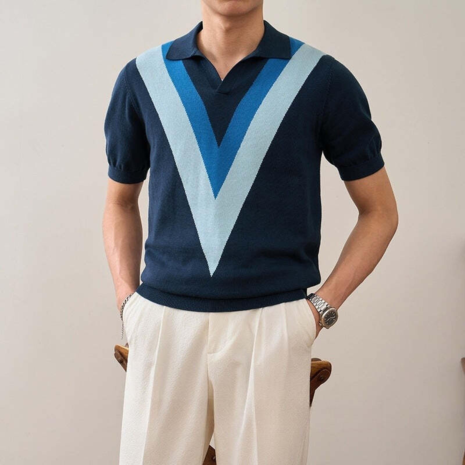 Contrast-Trim Knitted Polo Shirt