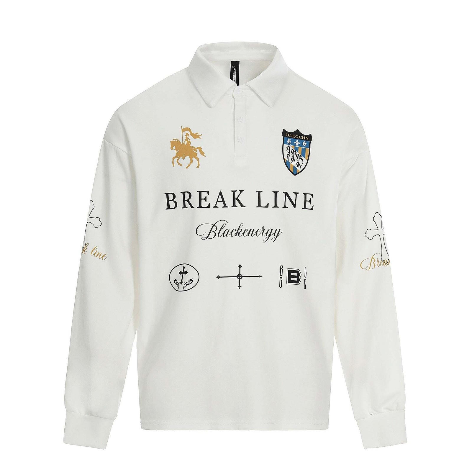Loose Long Sleeve Polo Shirt with Print Design for Men and Women