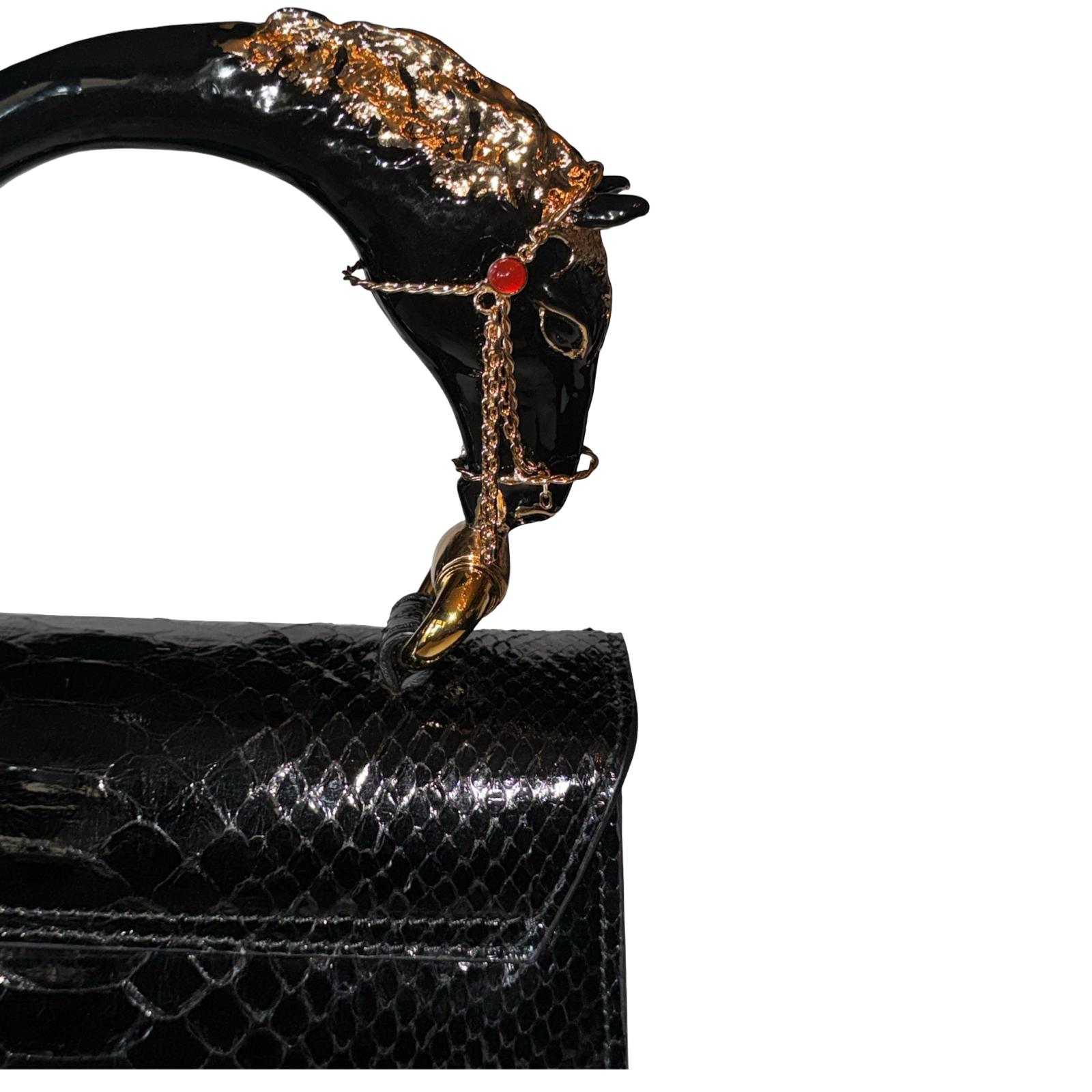Devon Horse Handle Handbag
Authentic Black Python