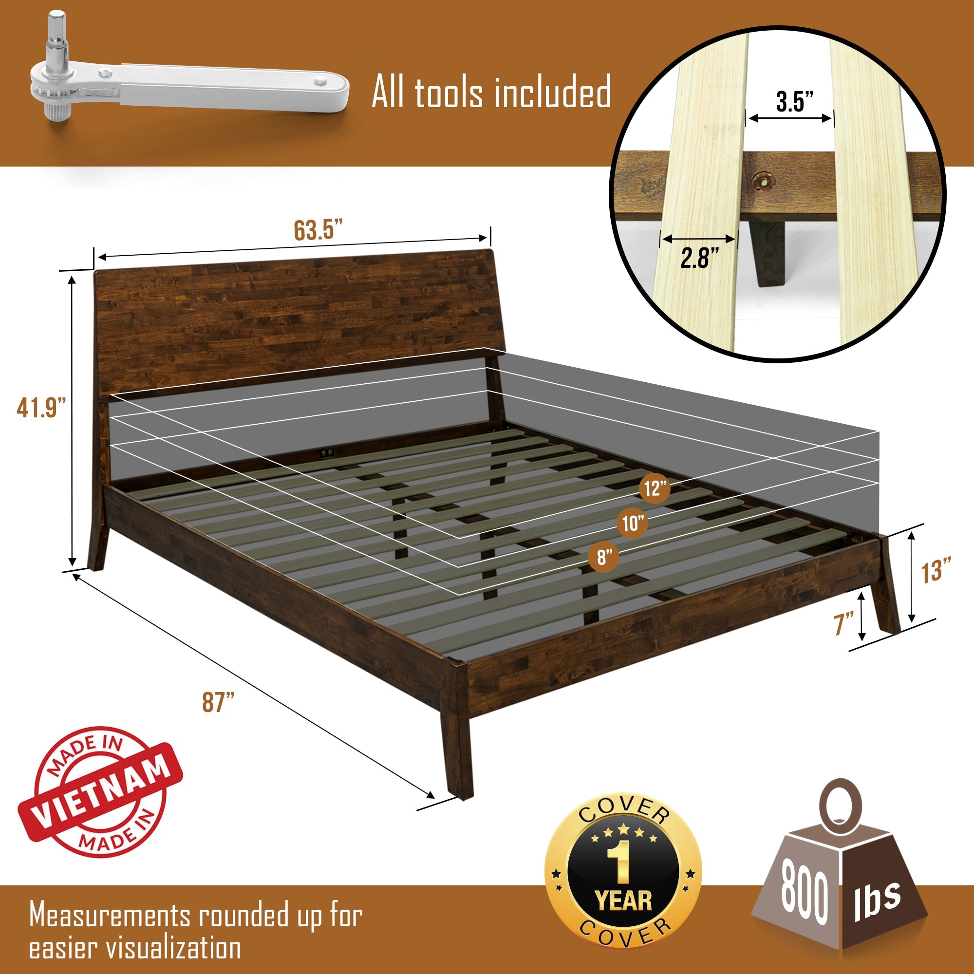 Serenity Solid Wood Bed Frame