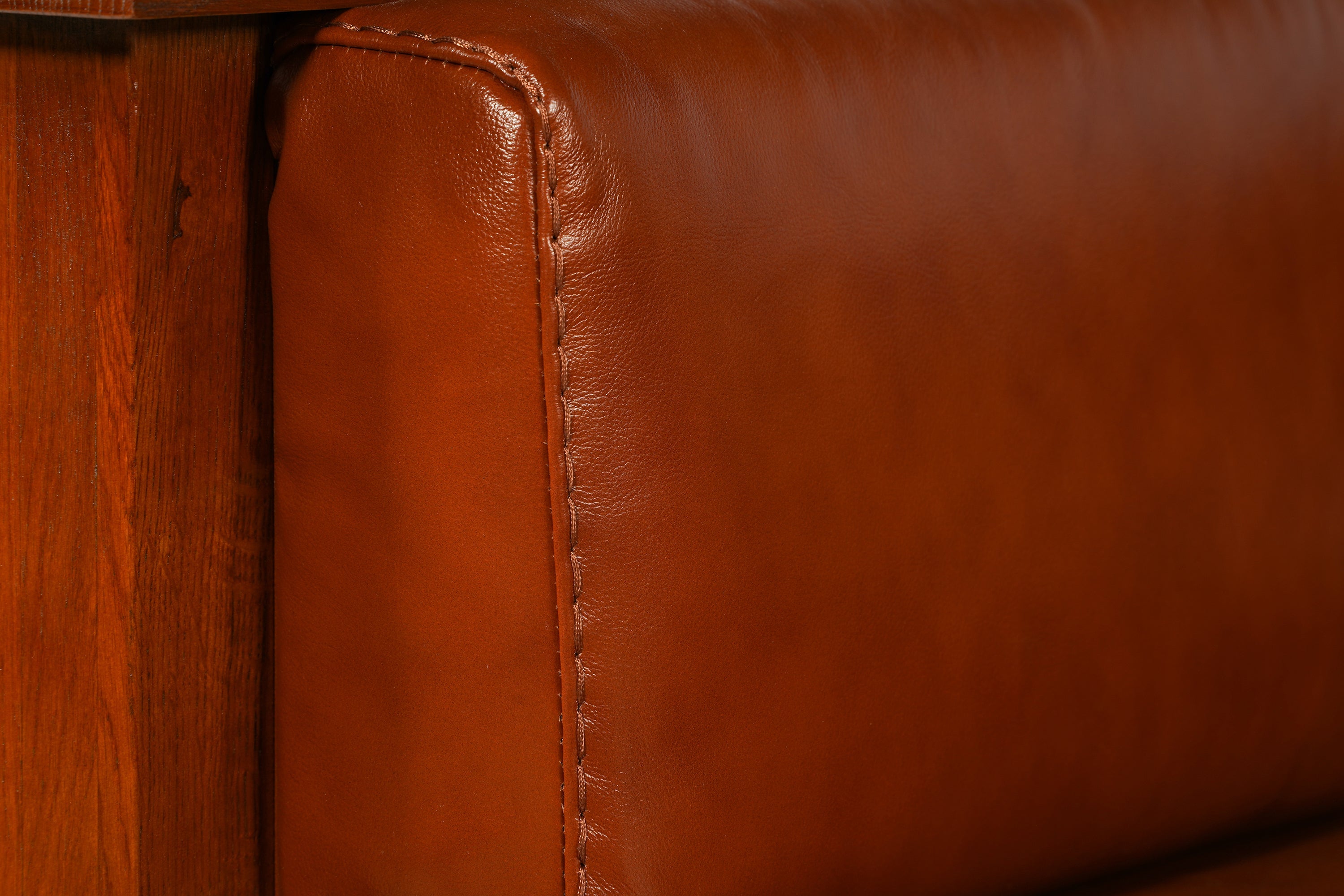 Craftsman Cubic Panel Side Arm Chair - Russet Brown Leather (RB2)