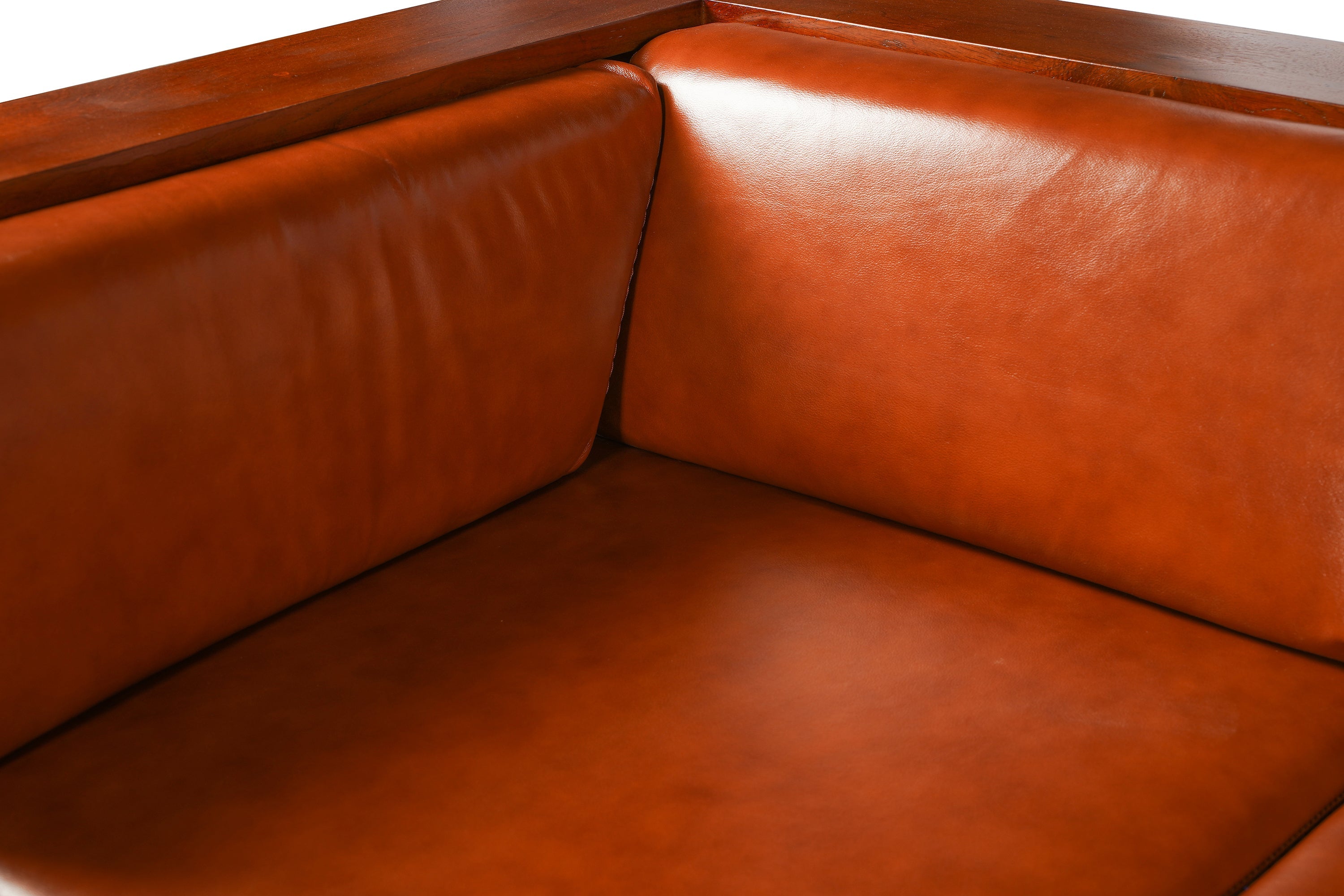 Mission / Craftsman Cubic Slat Side Sofa - Russet Brown Leather (RB2)
