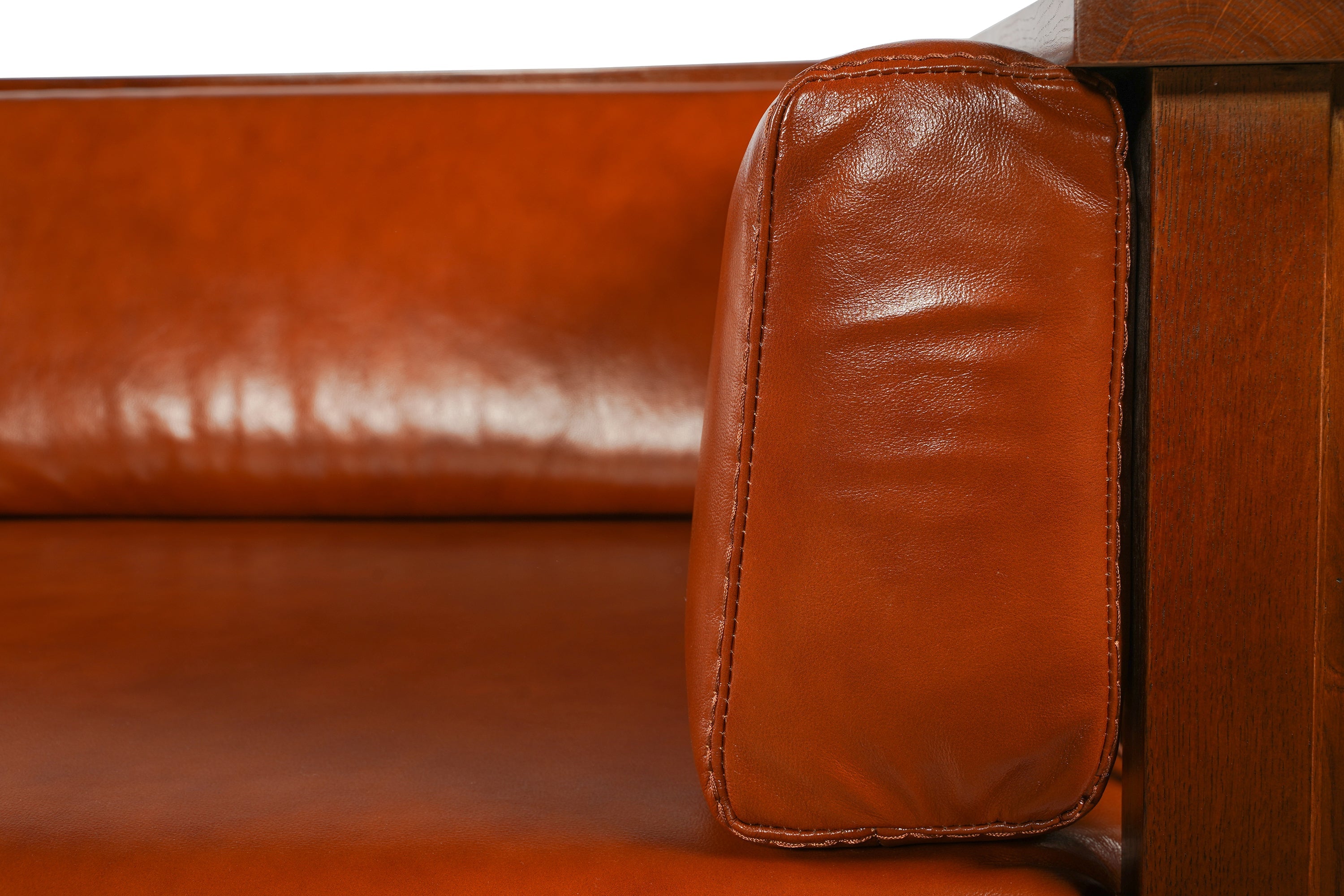 Mission / Craftsman Cubic Slat Side Sofa - Russet Brown Leather (RB2)