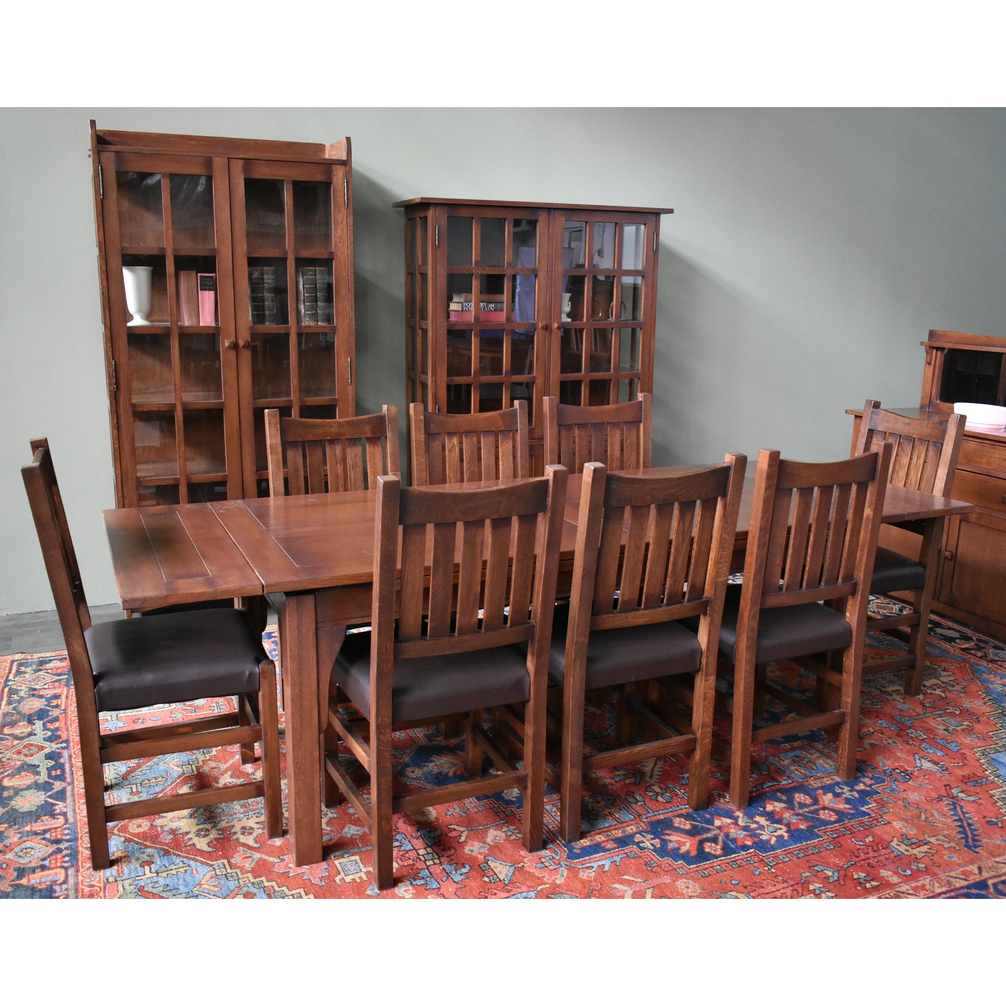 Mission Stow Leaf Table with #240 Chair Dining Set - Dark Oak