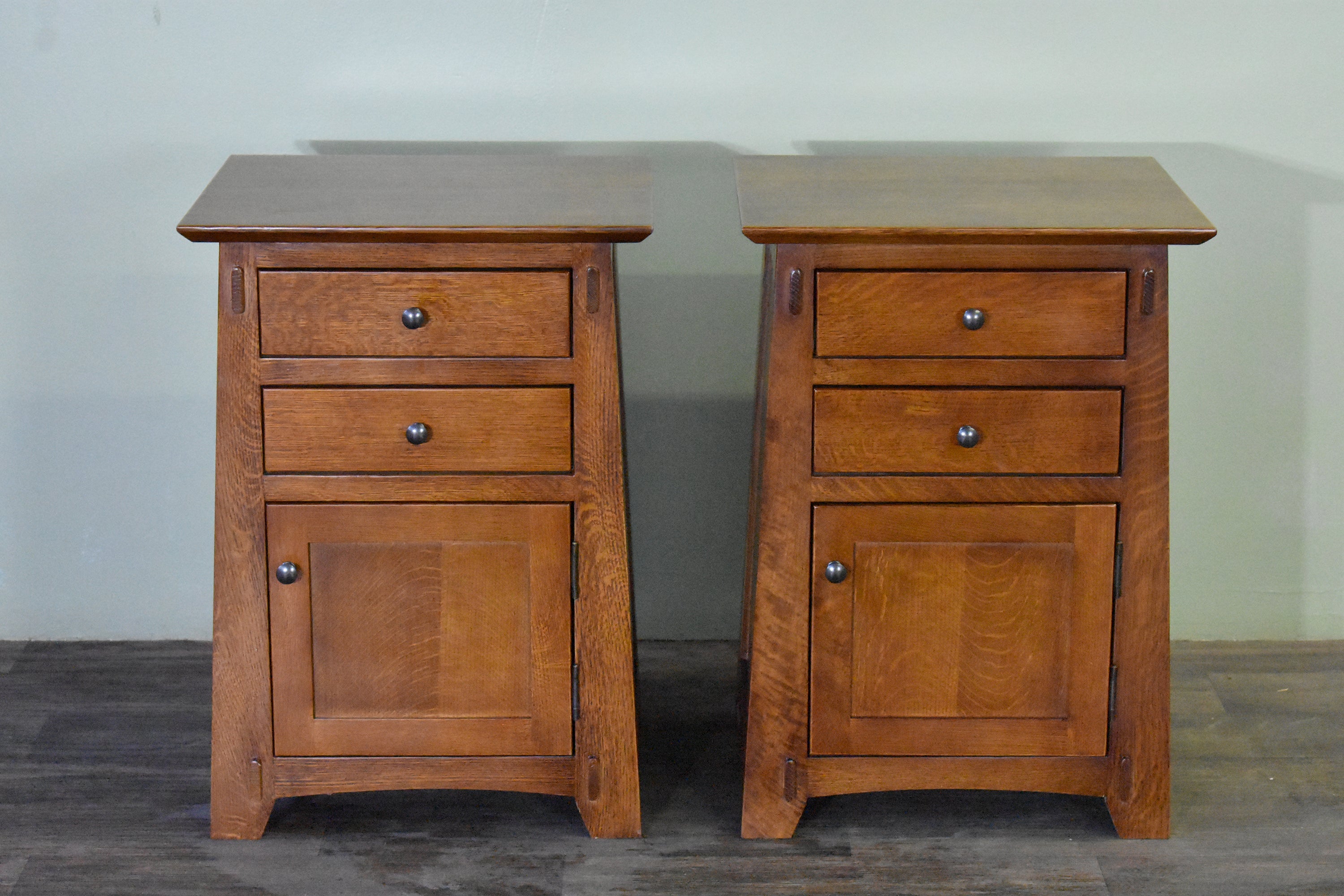 Mission Style Tapered Leg 2 Drawer Nightstand