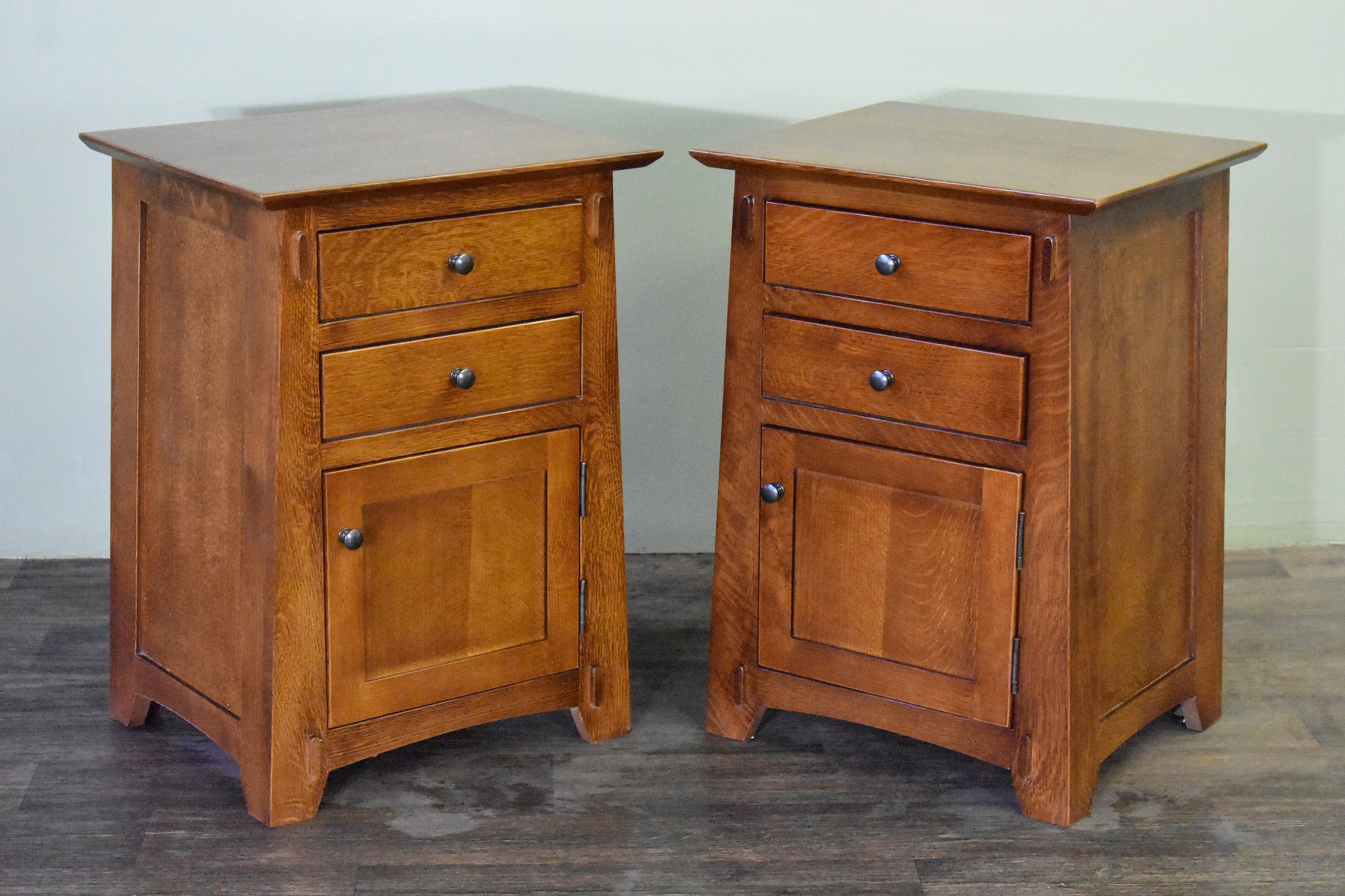 Mission Style Tapered Leg 2 Drawer Nightstand