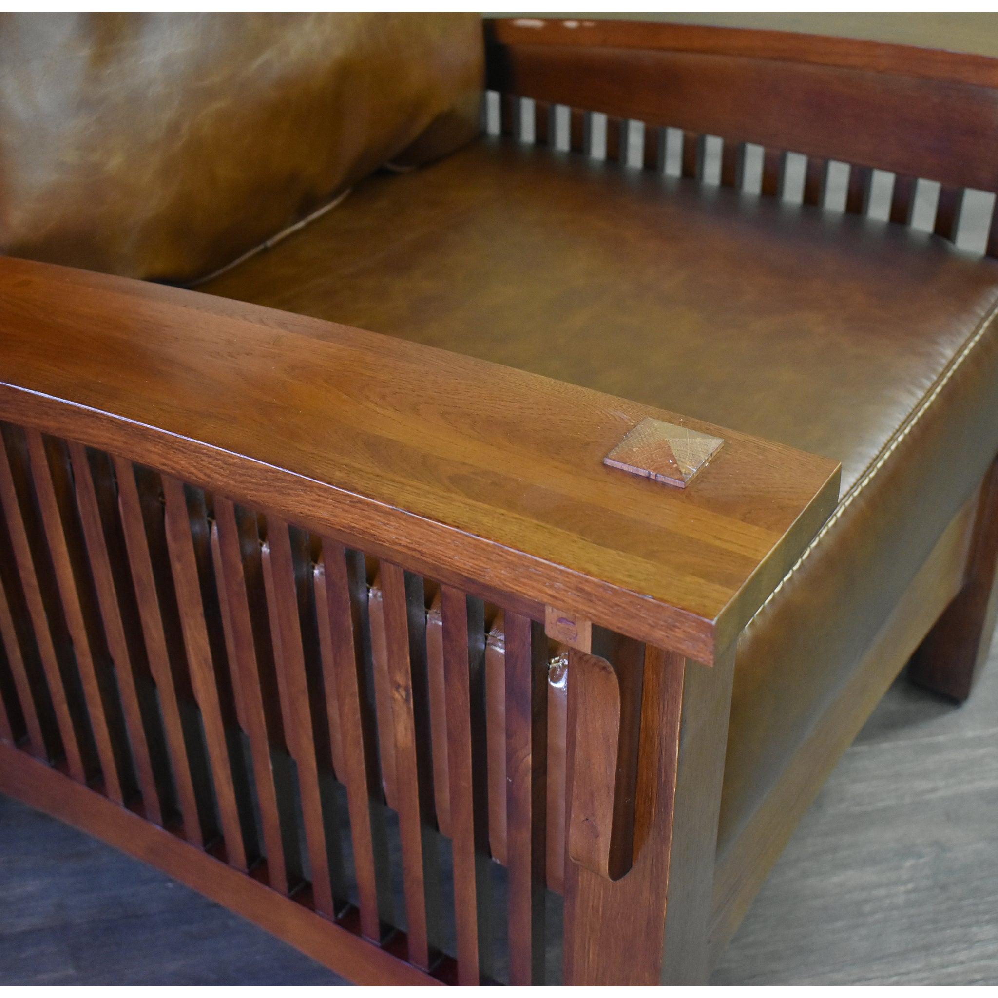 Craftsman / Mission Leather and Oak Morris Chair - Chestnut