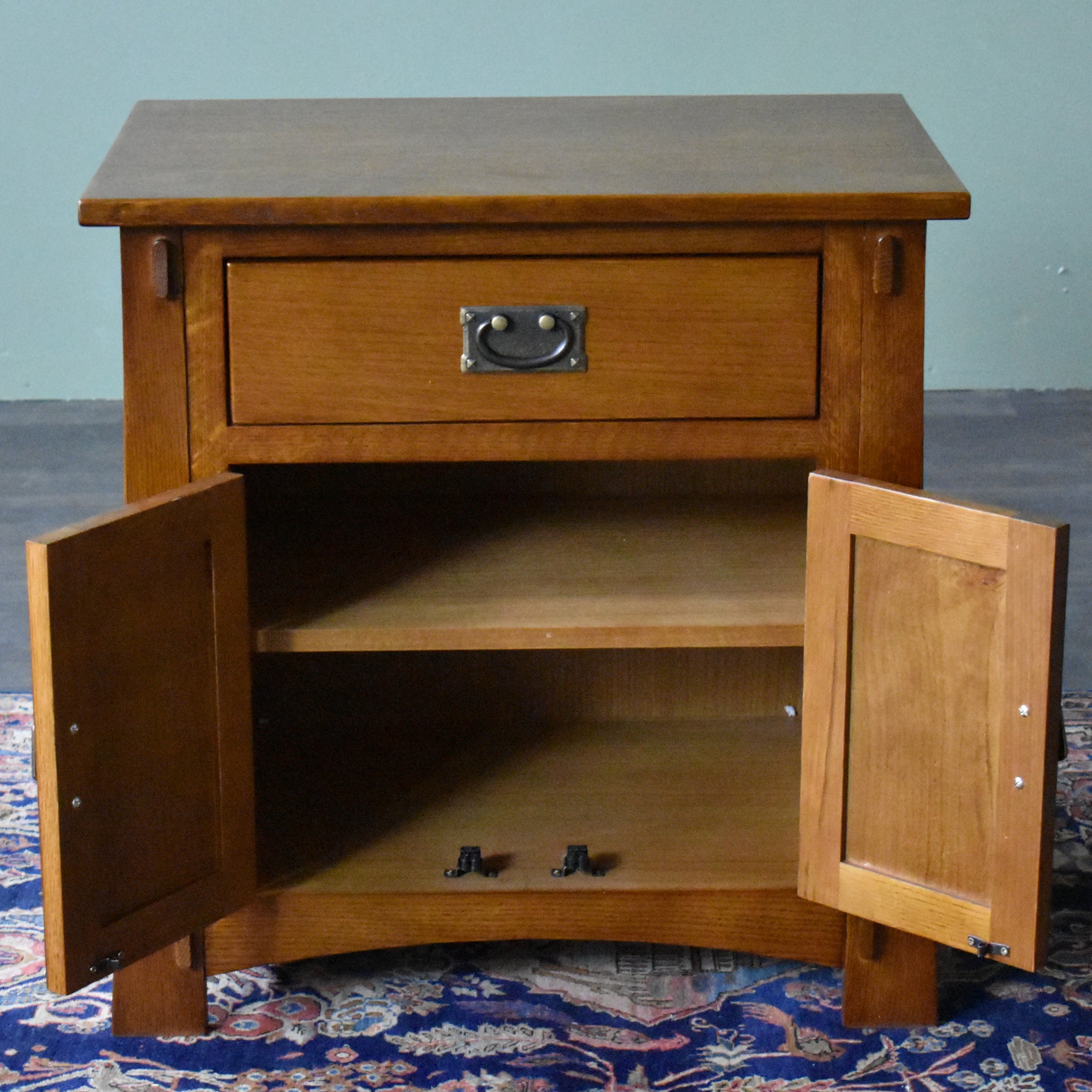 Mission Style Solid Oak Nightstand Model - Michael's Cherry Stain