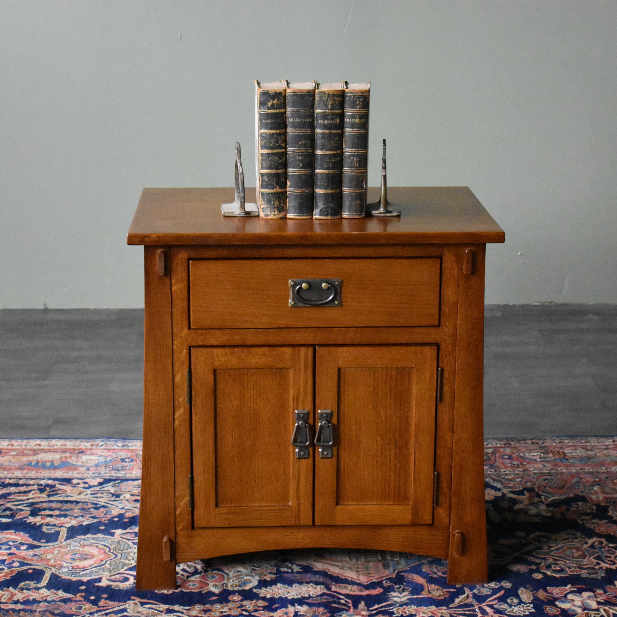 Mission Style Solid Oak Nightstand Model - Michael's Cherry Stain