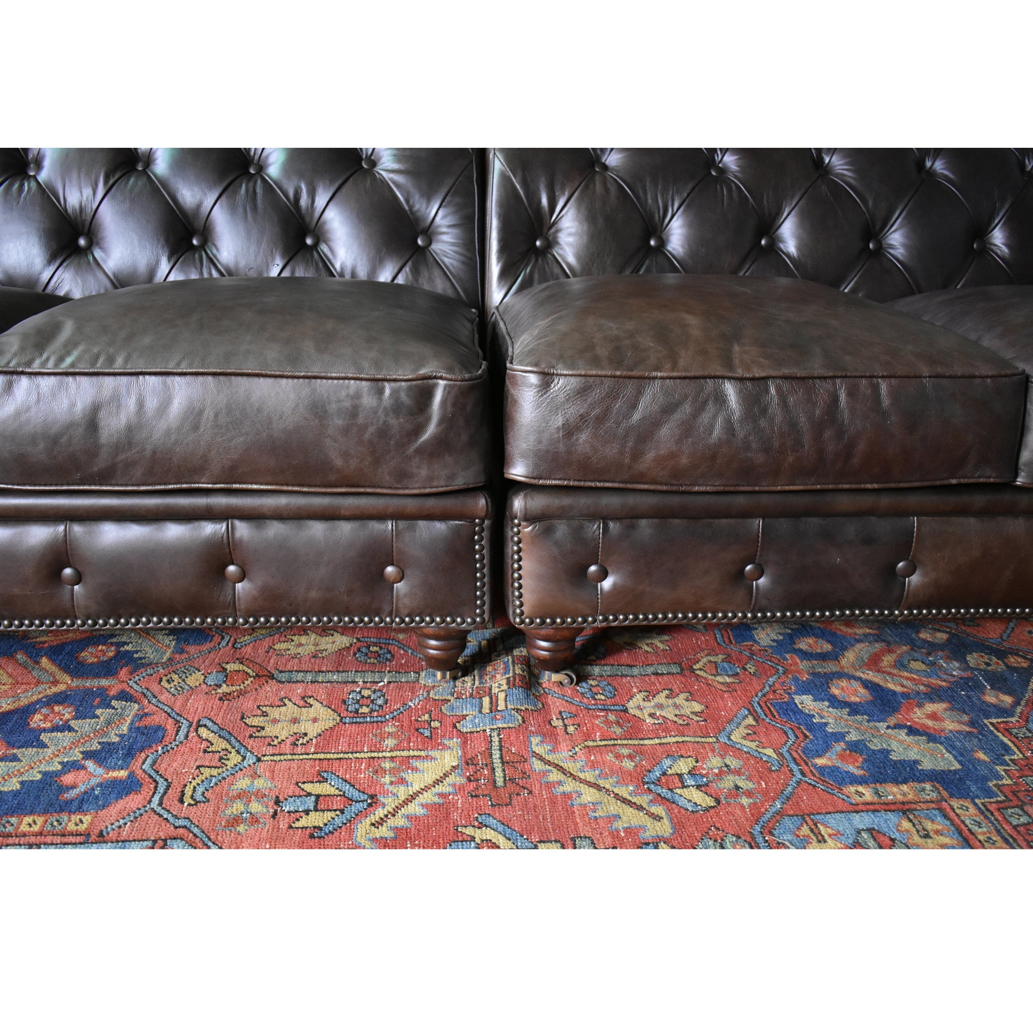 Century Chesterfield Sofa - Dark Brown Leather - 118"