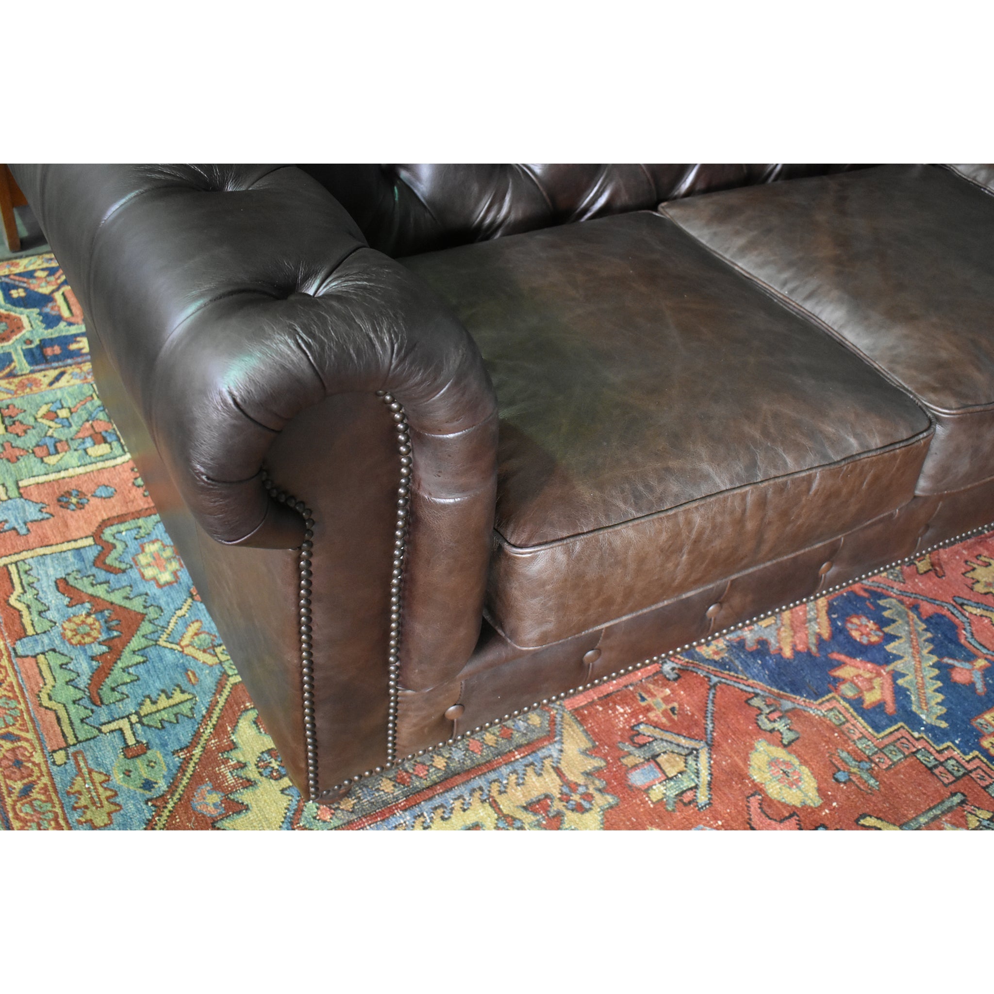 Century Chesterfield Sofa - Dark Brown Leather - 118"