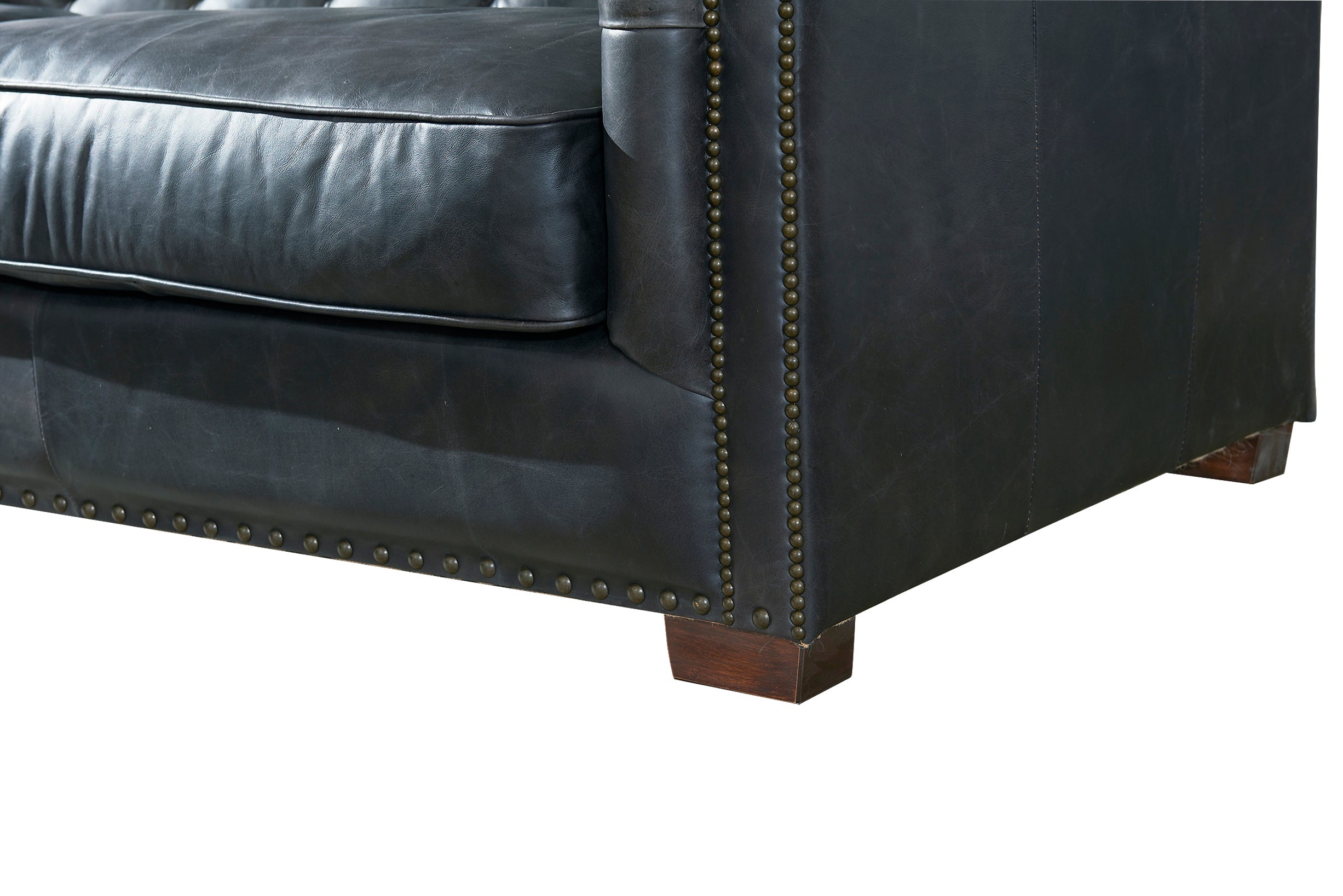 Tuxedo Leather Love Seat - Slate
