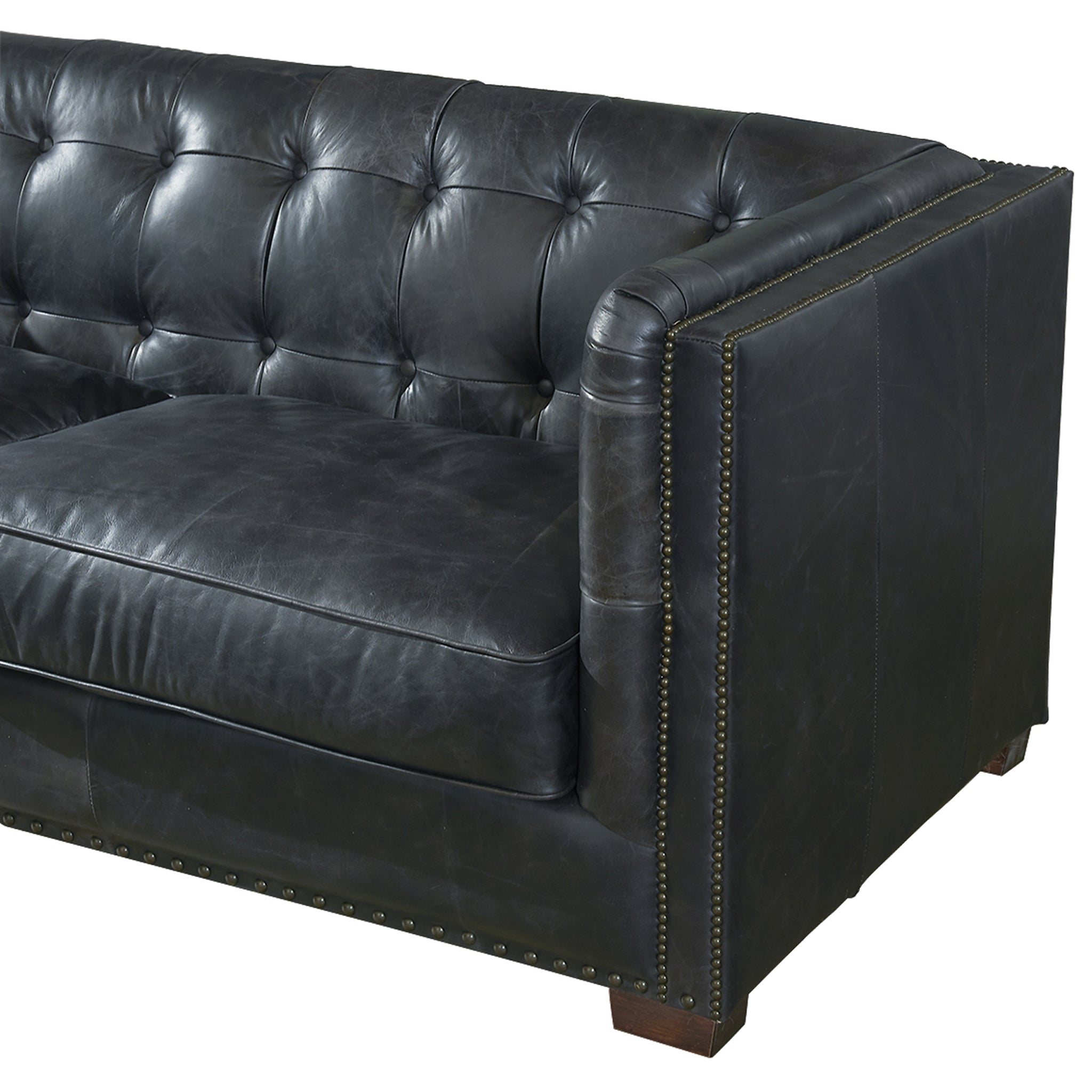 Tuxedo Leather Love Seat - Slate