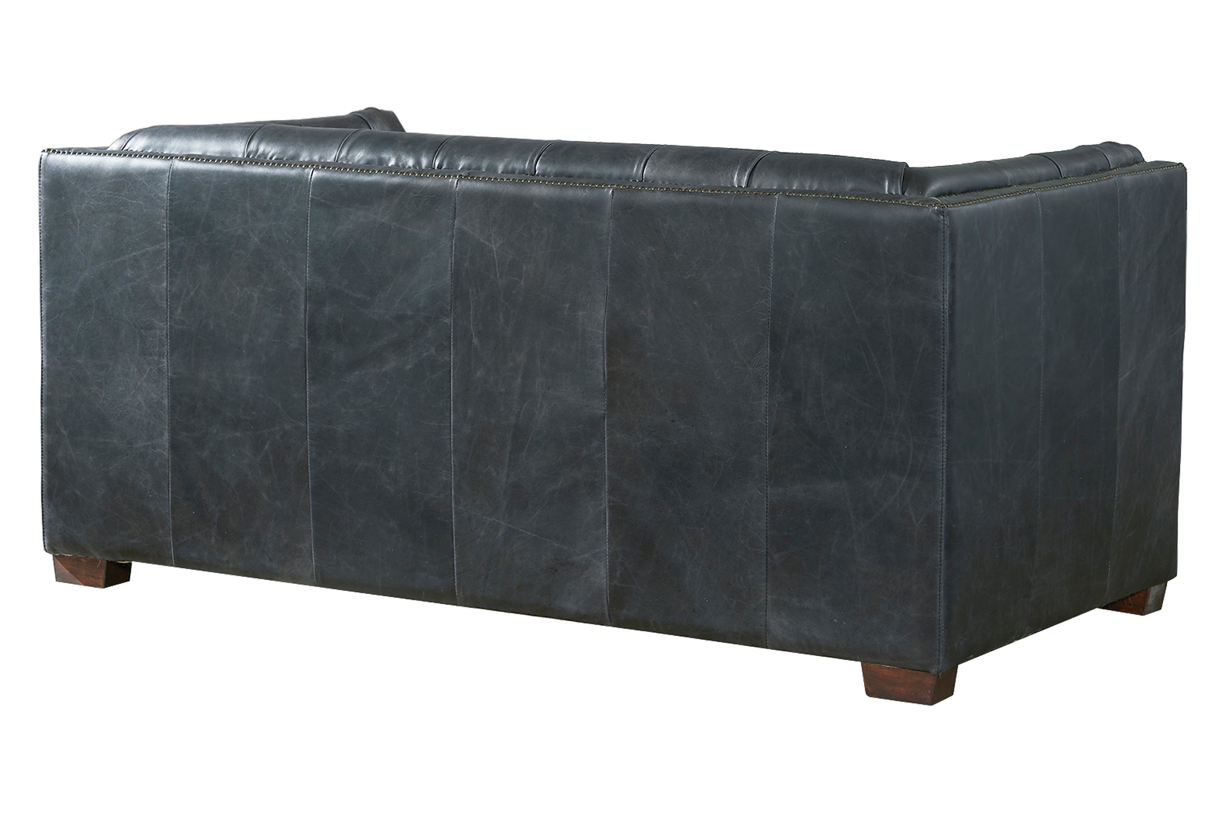 Tuxedo Leather Love Seat - Slate