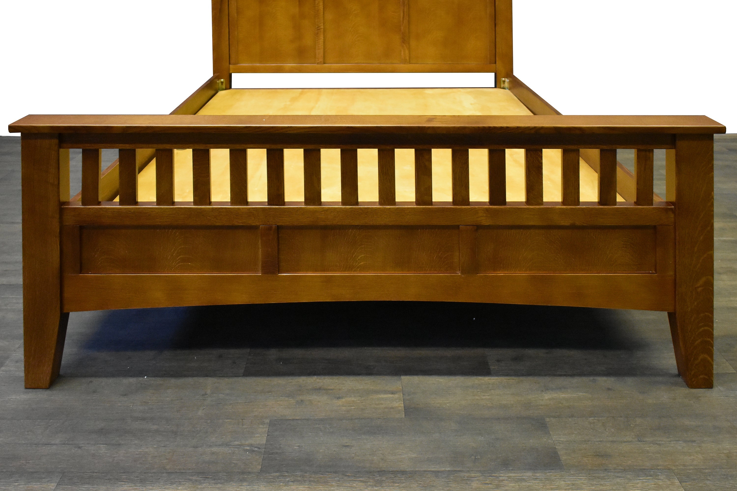 Mission Style Quarter Sawn Oak Bed with Slats - Michael's Cherry