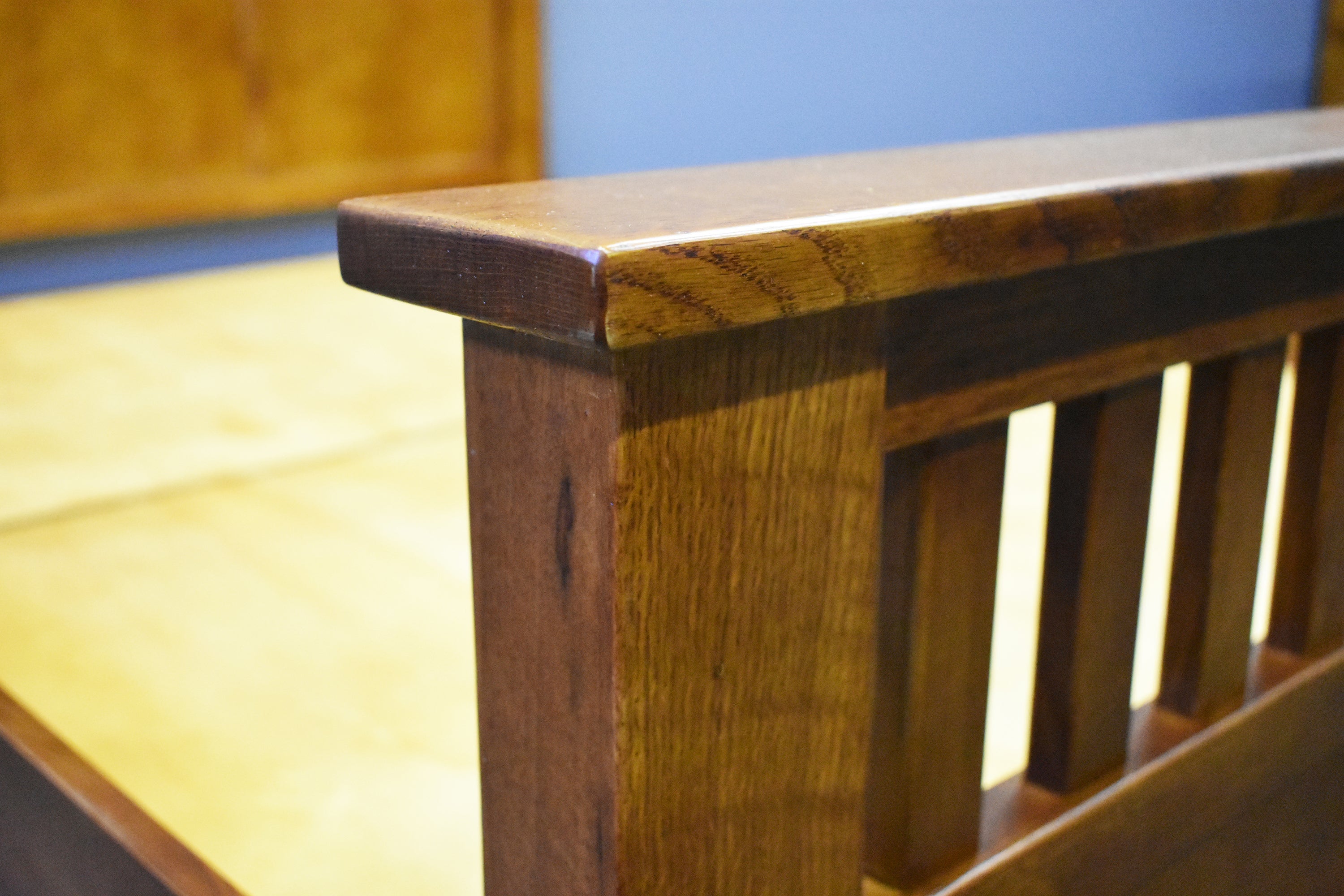 Mission Style Quarter Sawn Oak Bed with Slats - Michael's Cherry