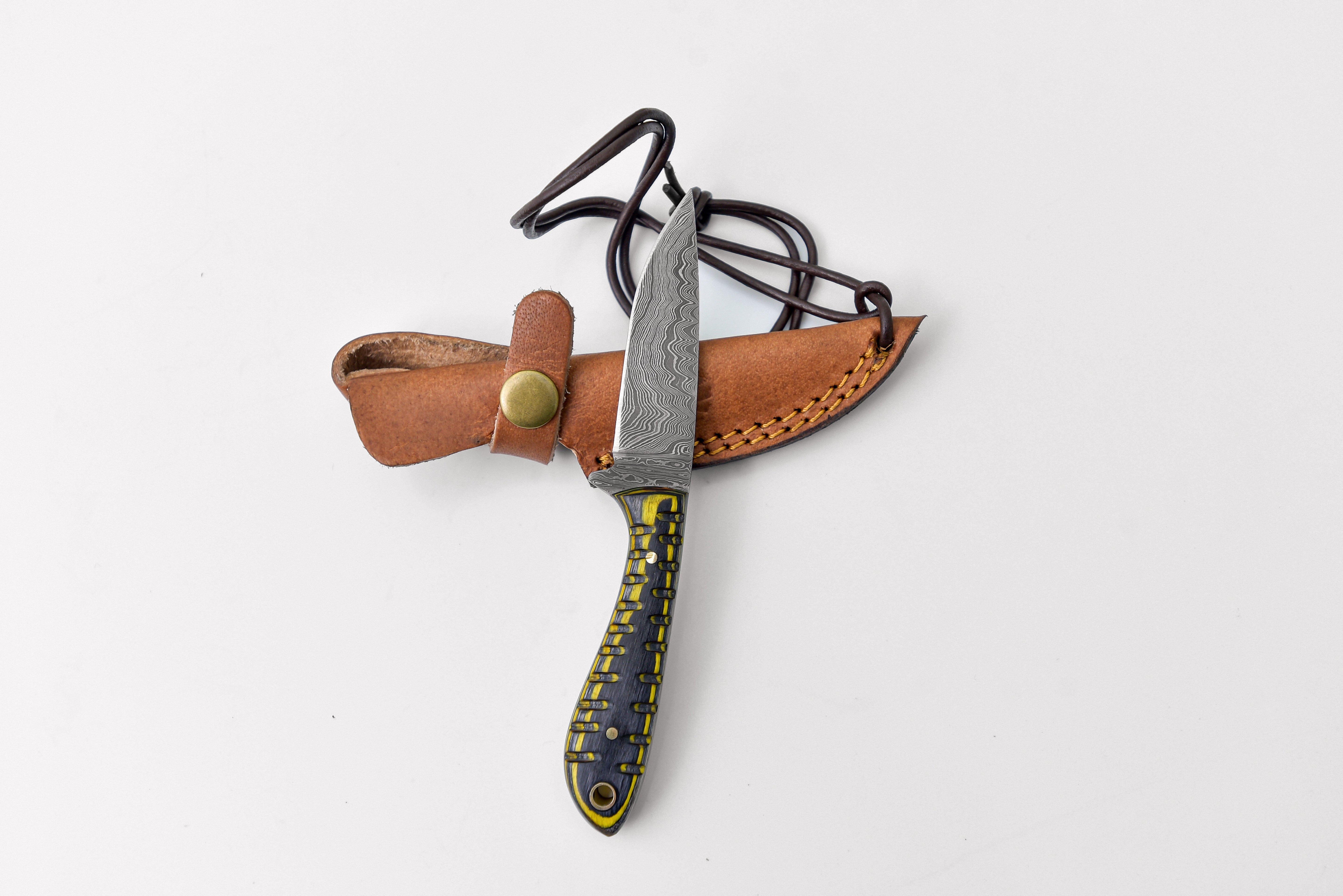 Neck style Damascus knife by Titan TD-208