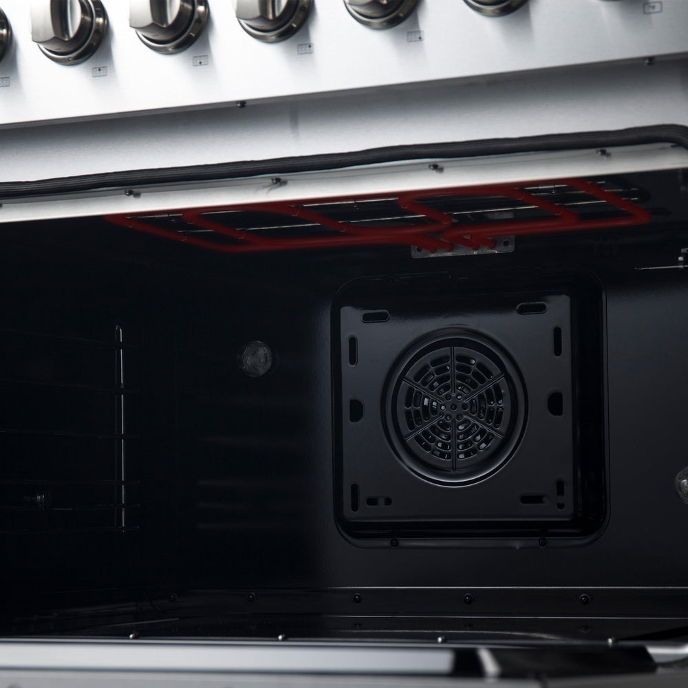Forno Marco 36-Inch Dual Fuel Range, Stainless Steel, 6 Burners, 67,000 BTU, True Convection Oven, Energy Efficient