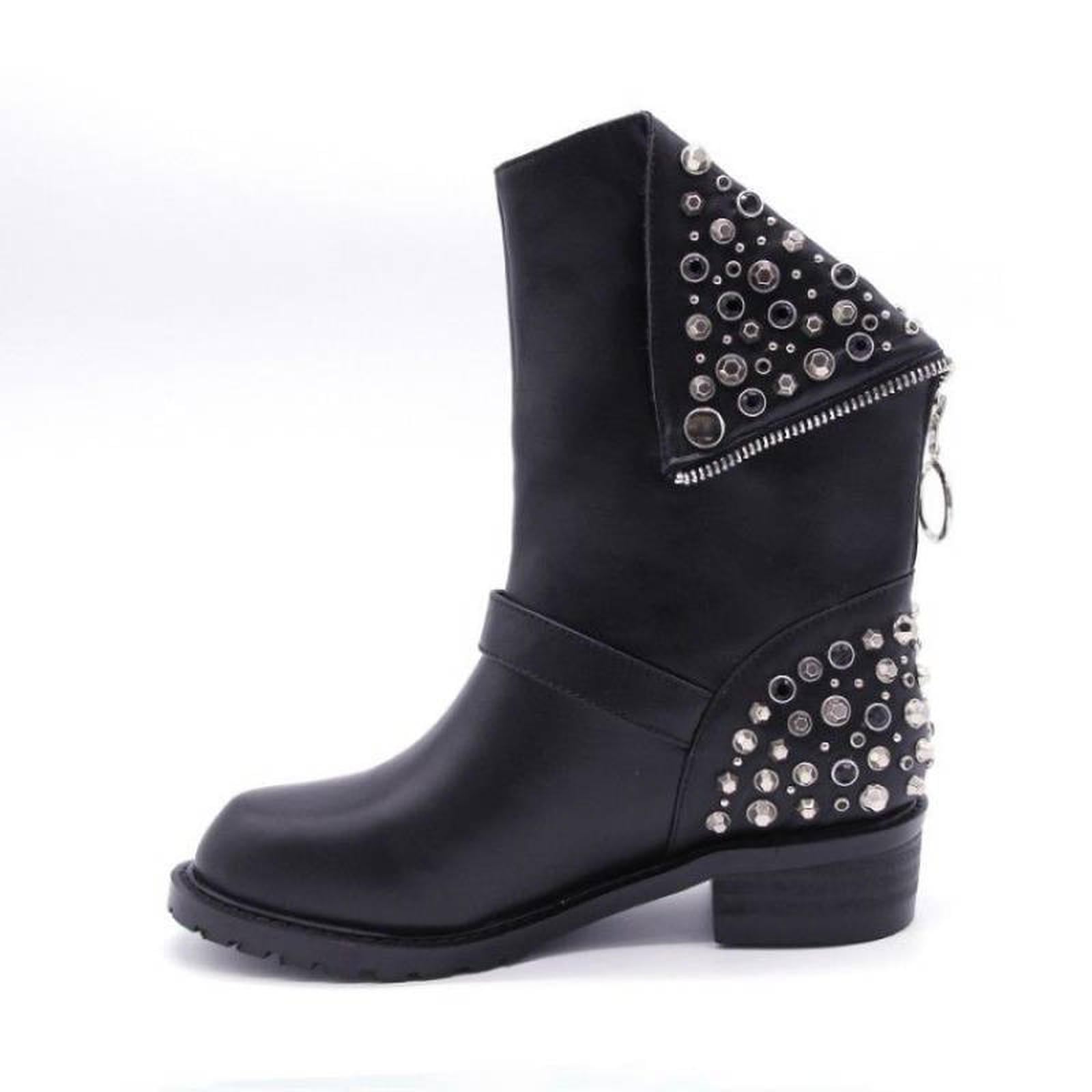 Women's Genuine Leather ankle boots big size fit for 22-26.5cm length feet Autumn and winter warm short boots Short plush lining