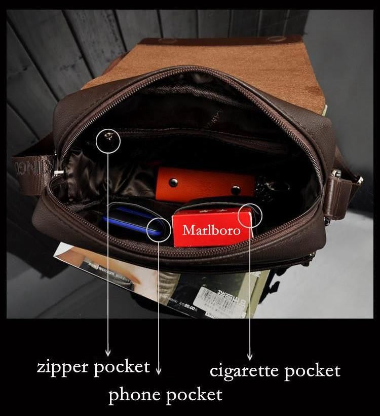 Premium Kangaroo Leather Messenger Bag - Men's Casual Shoulder Briefcase