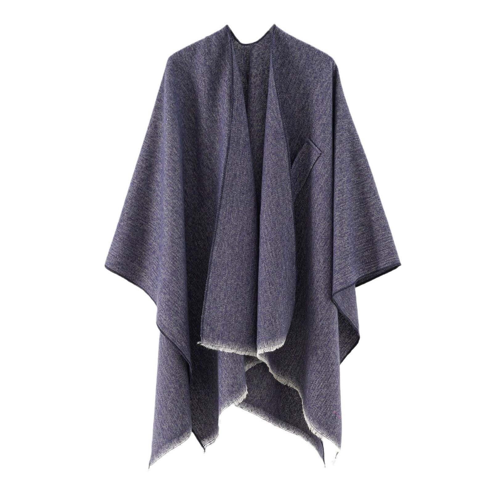 Autumn and winter solid color fashionable imitation cashmere shawl plain color split open cape