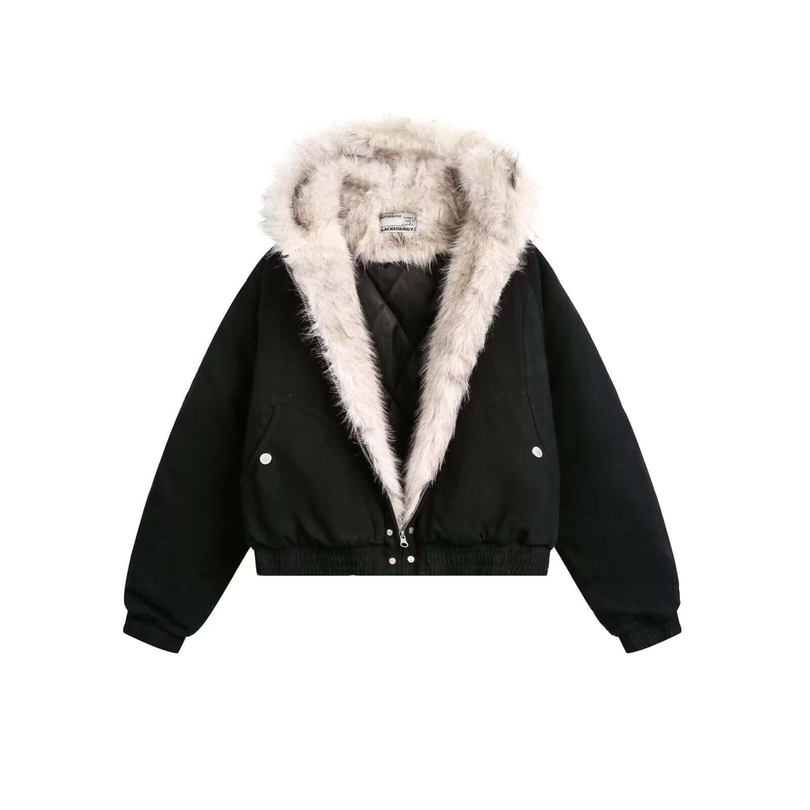 Retro Short Hooded Wool-Lined Jacket for Men